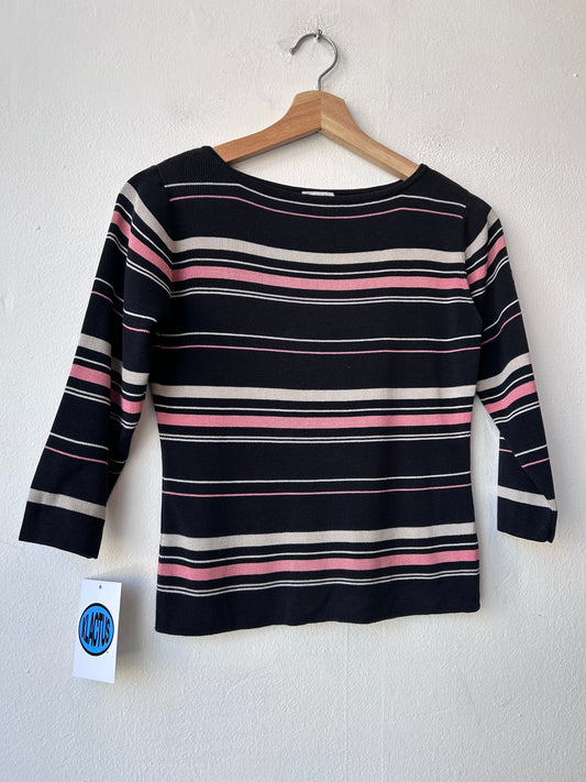 90's 1/4 Sleeve Stripe Top