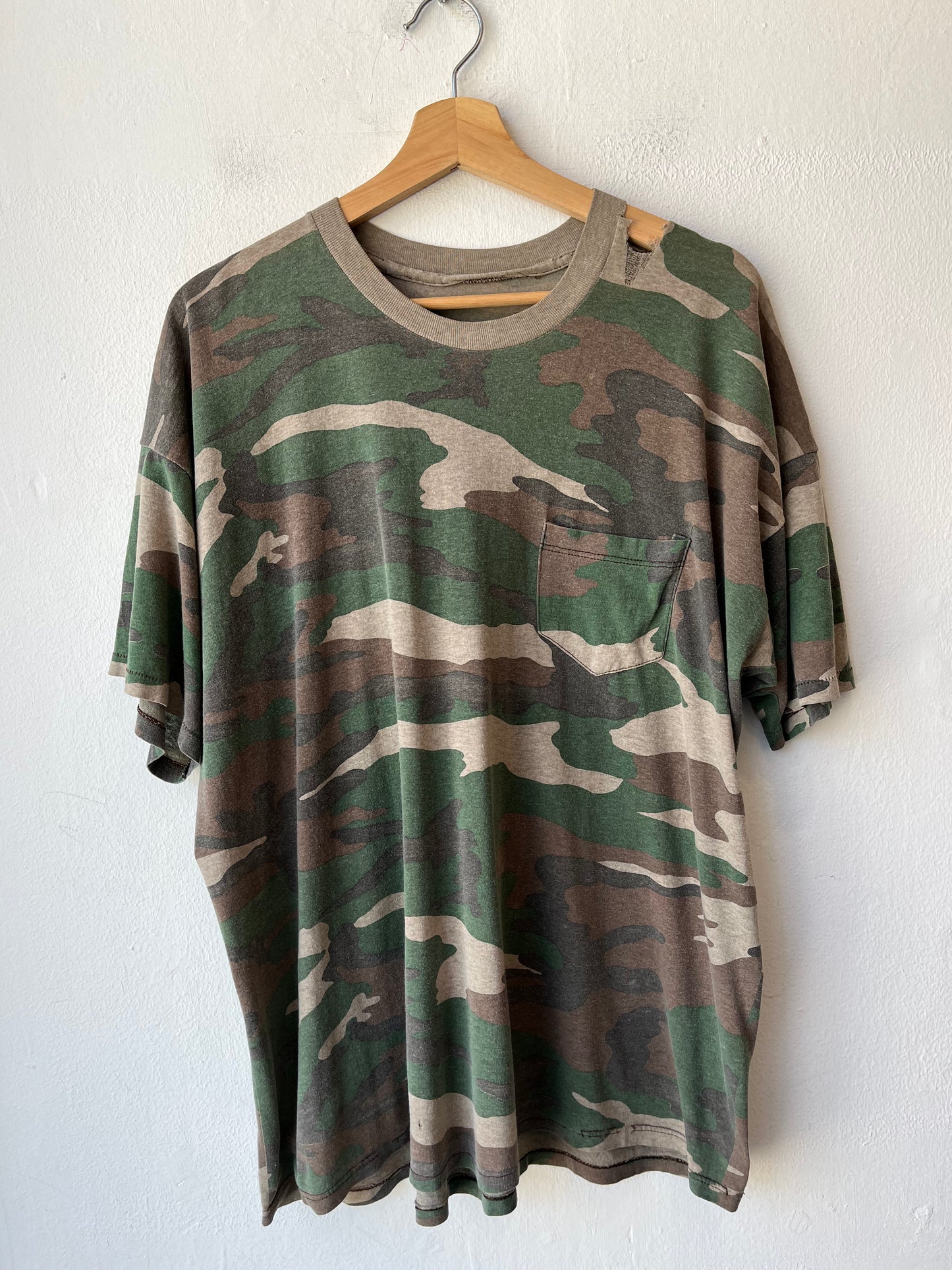 90's Distressed Camo Pocket Tee