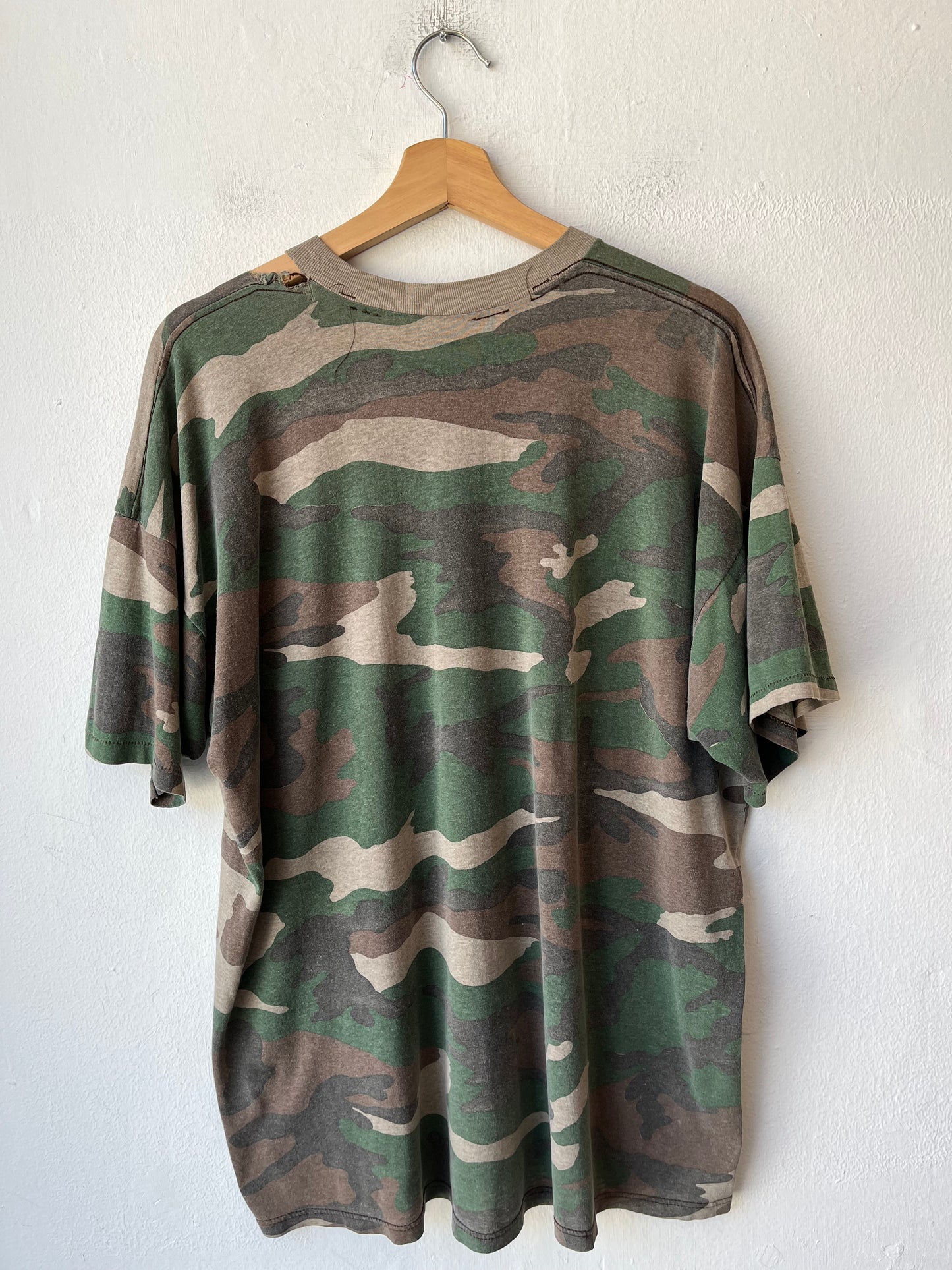 90's Distressed Camo Pocket Tee