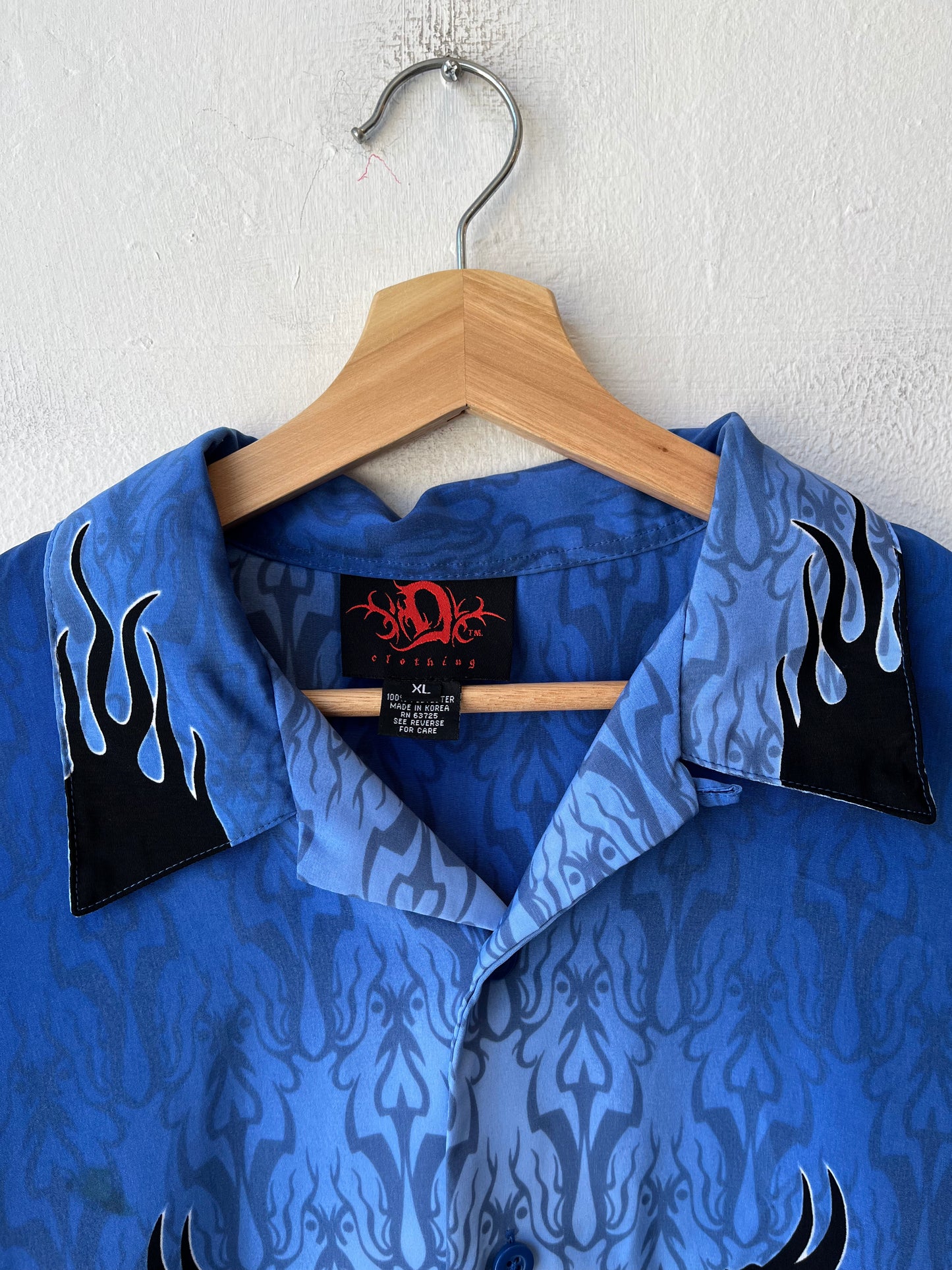 Y2K Blue Dragons Button Up Shirt