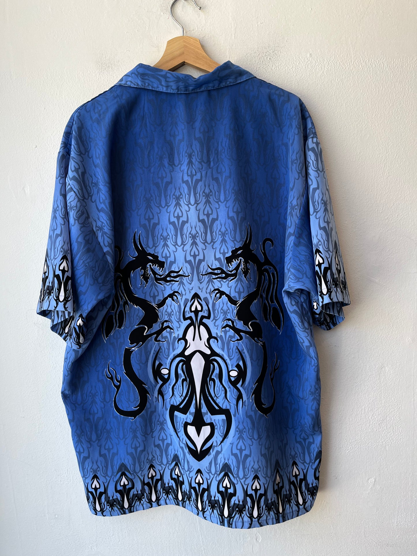 Y2K Blue Dragons Button Up Shirt