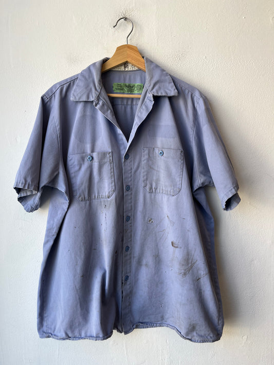 80's Distressed Blue Work Shirt