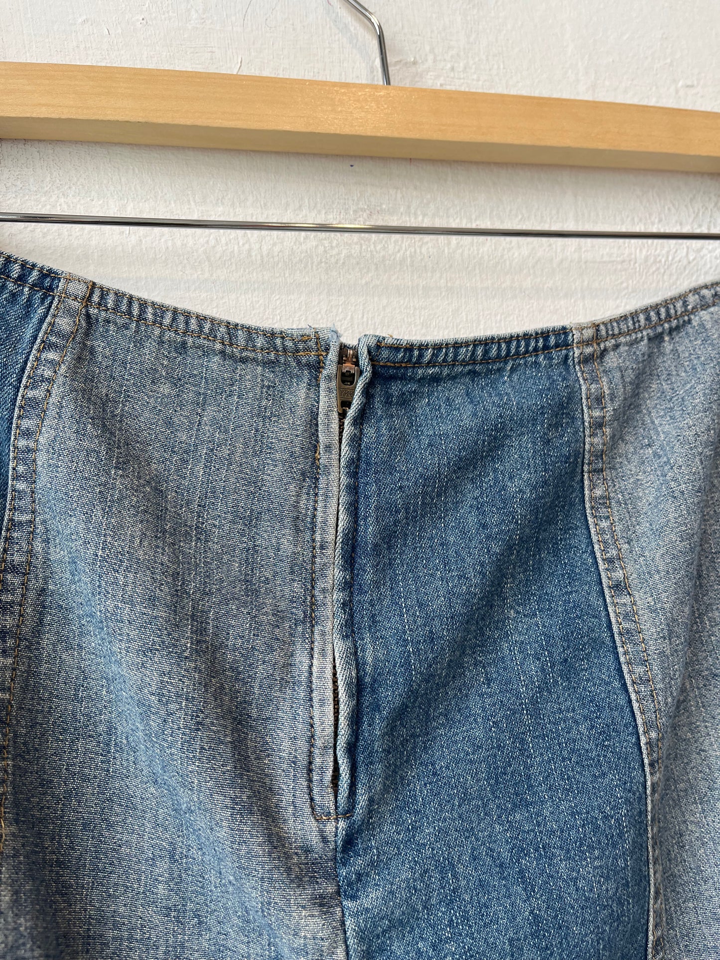 90's Denim Patchwork Skirt 31"