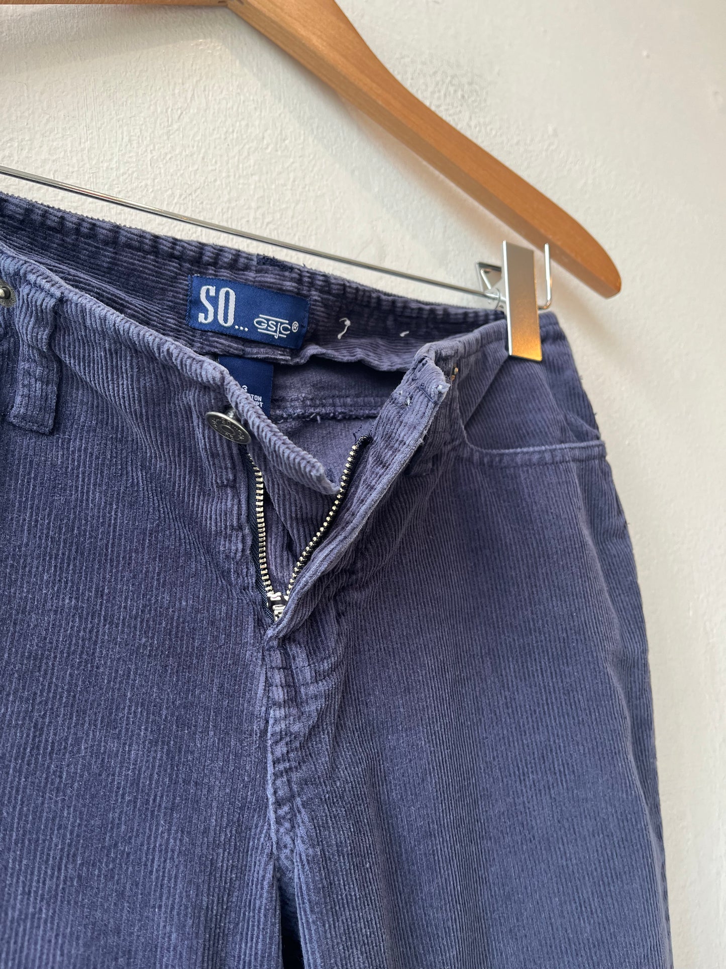 Y2K Navy Corduroy Flare Pants 28"