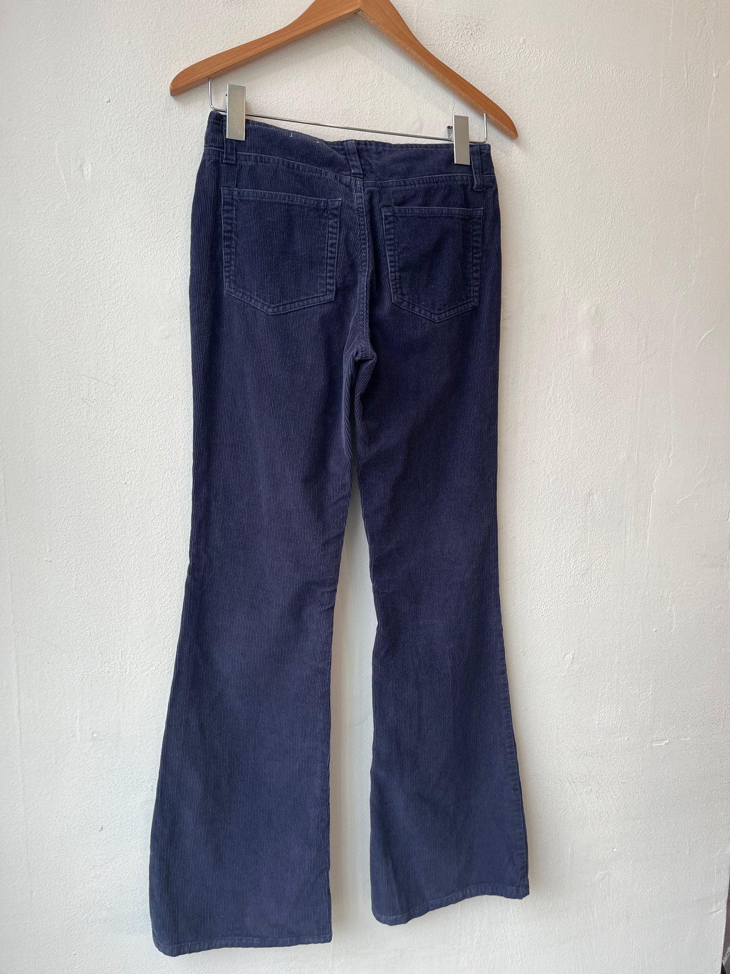 Y2K Navy Corduroy Flare Pants 28"