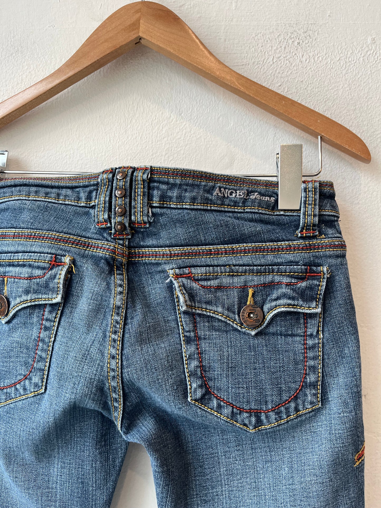 90's Angel Low Rise Embroidered Jeans 29"