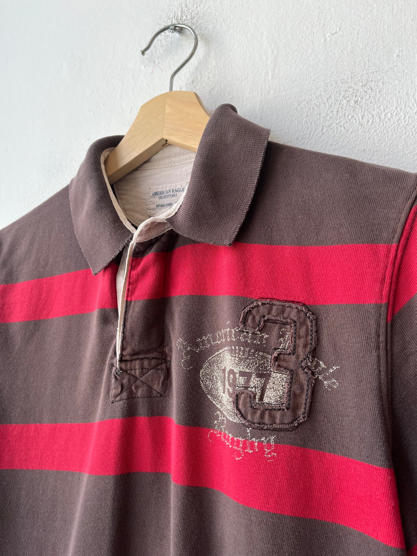 Y2K American Eagle Striped Polo Shirt