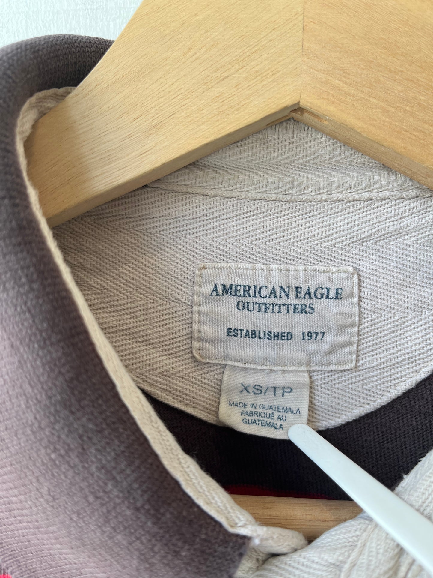 Y2K American Eagle Striped Polo Shirt