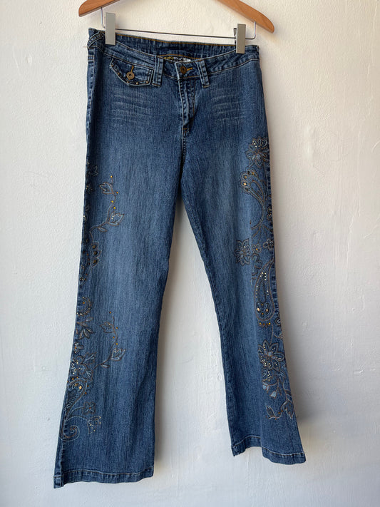 Y2K Floral Rhinestone Jeans 30"