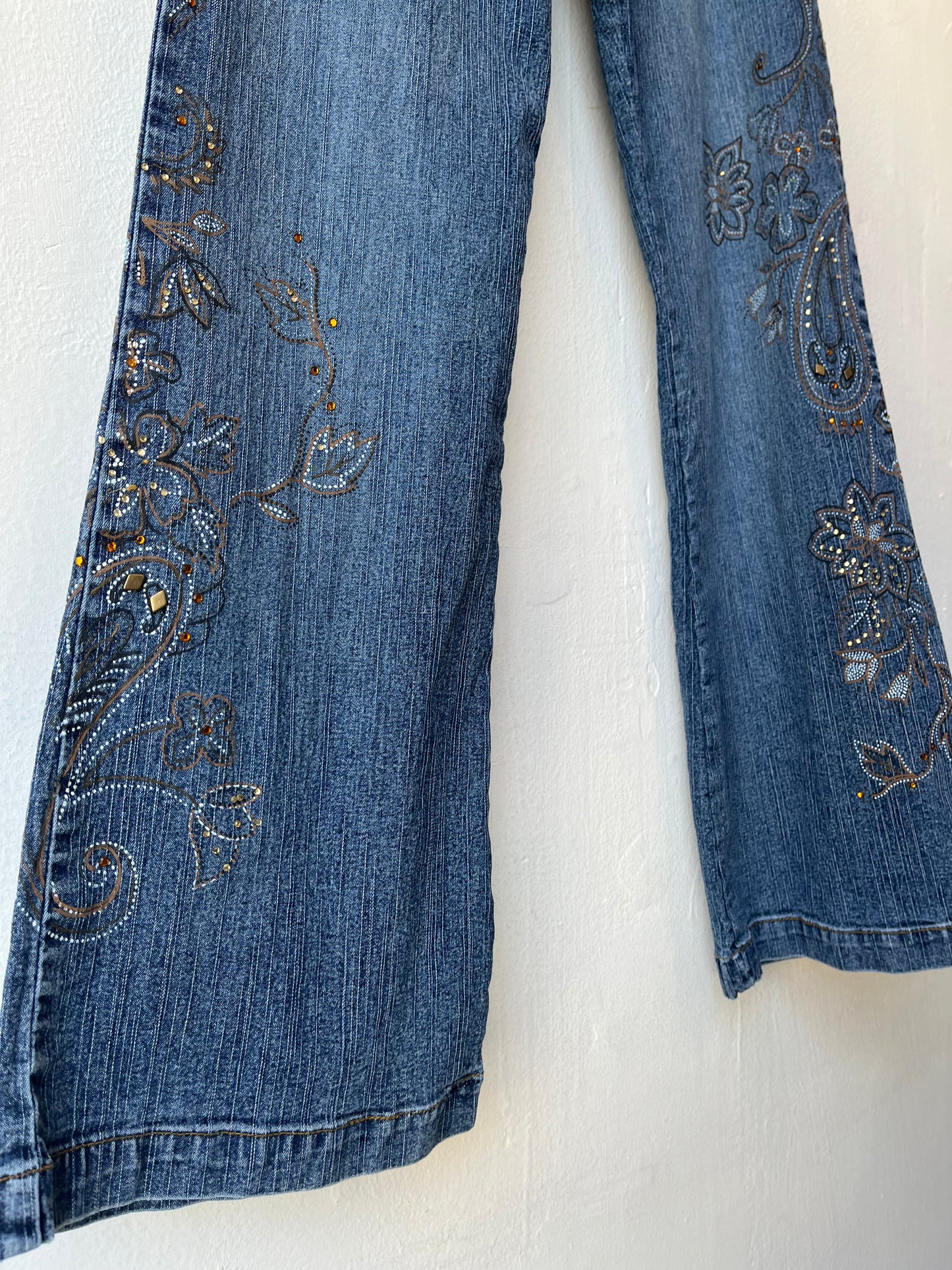 Y2K Floral Rhinestone Jeans 30"