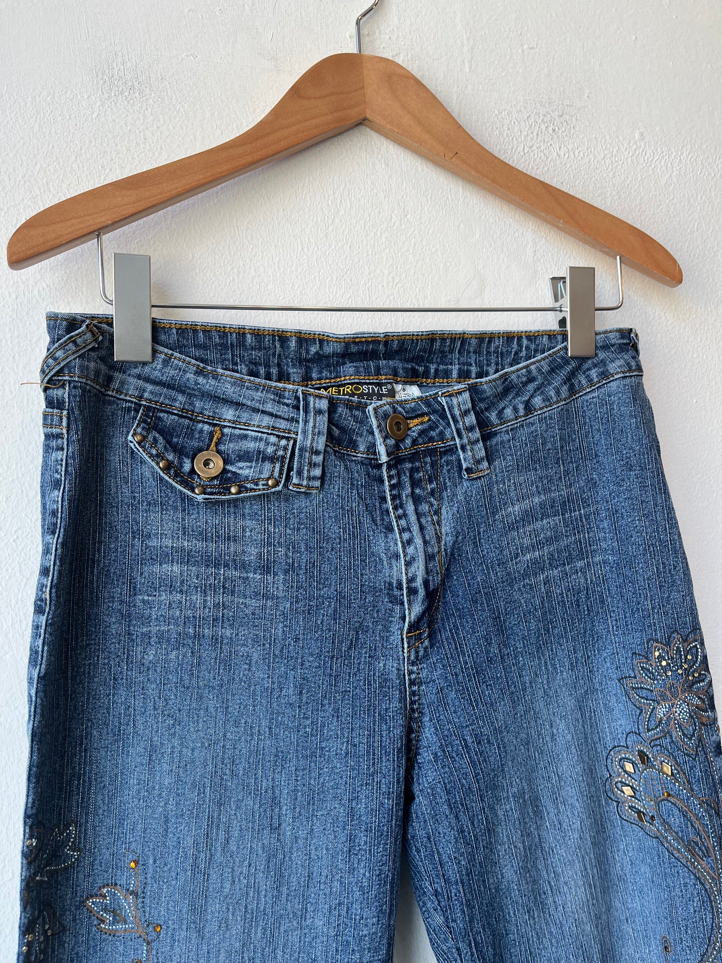 Y2K Floral Rhinestone Jeans 30"
