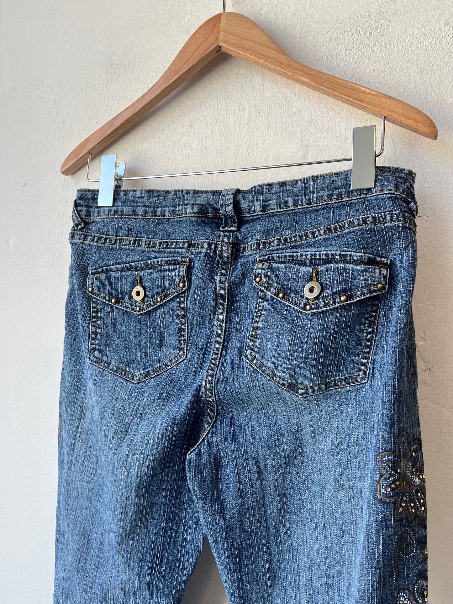 Y2K Floral Rhinestone Jeans 30"