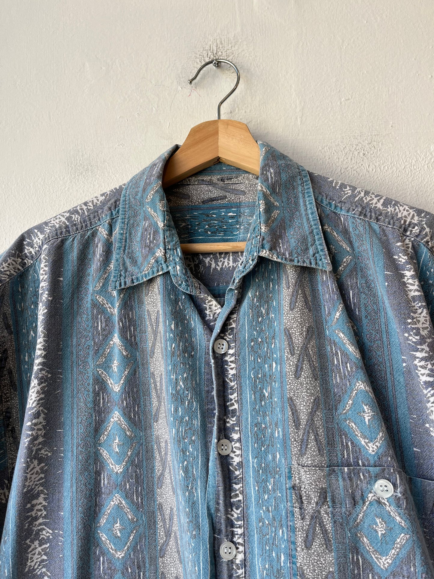 90's Blue Pattern Button Up Shirt