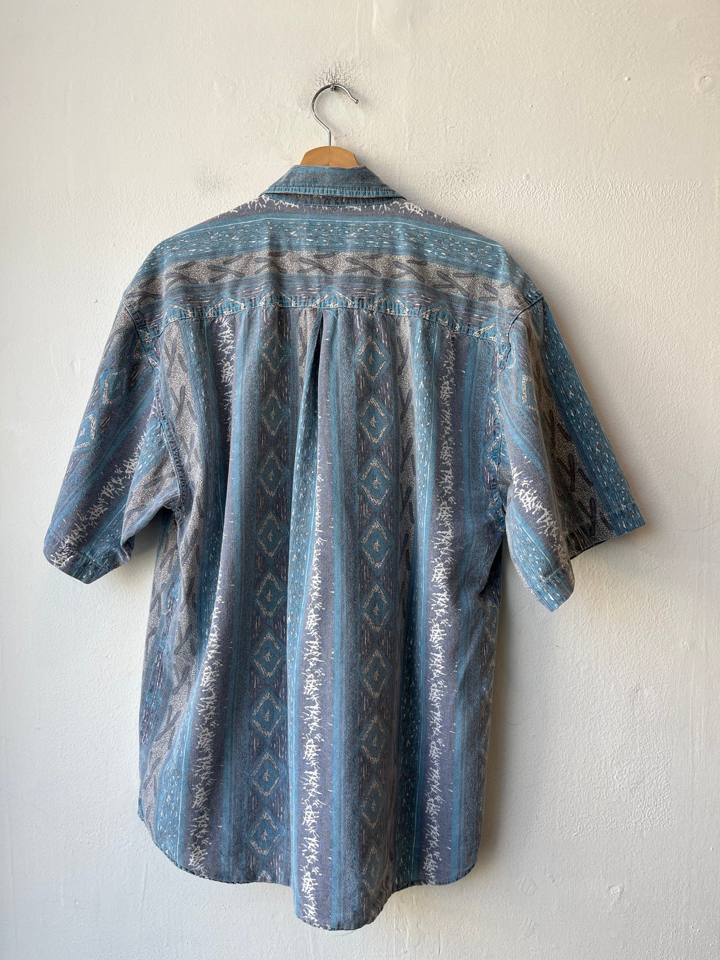 90's Blue Pattern Button Up Shirt