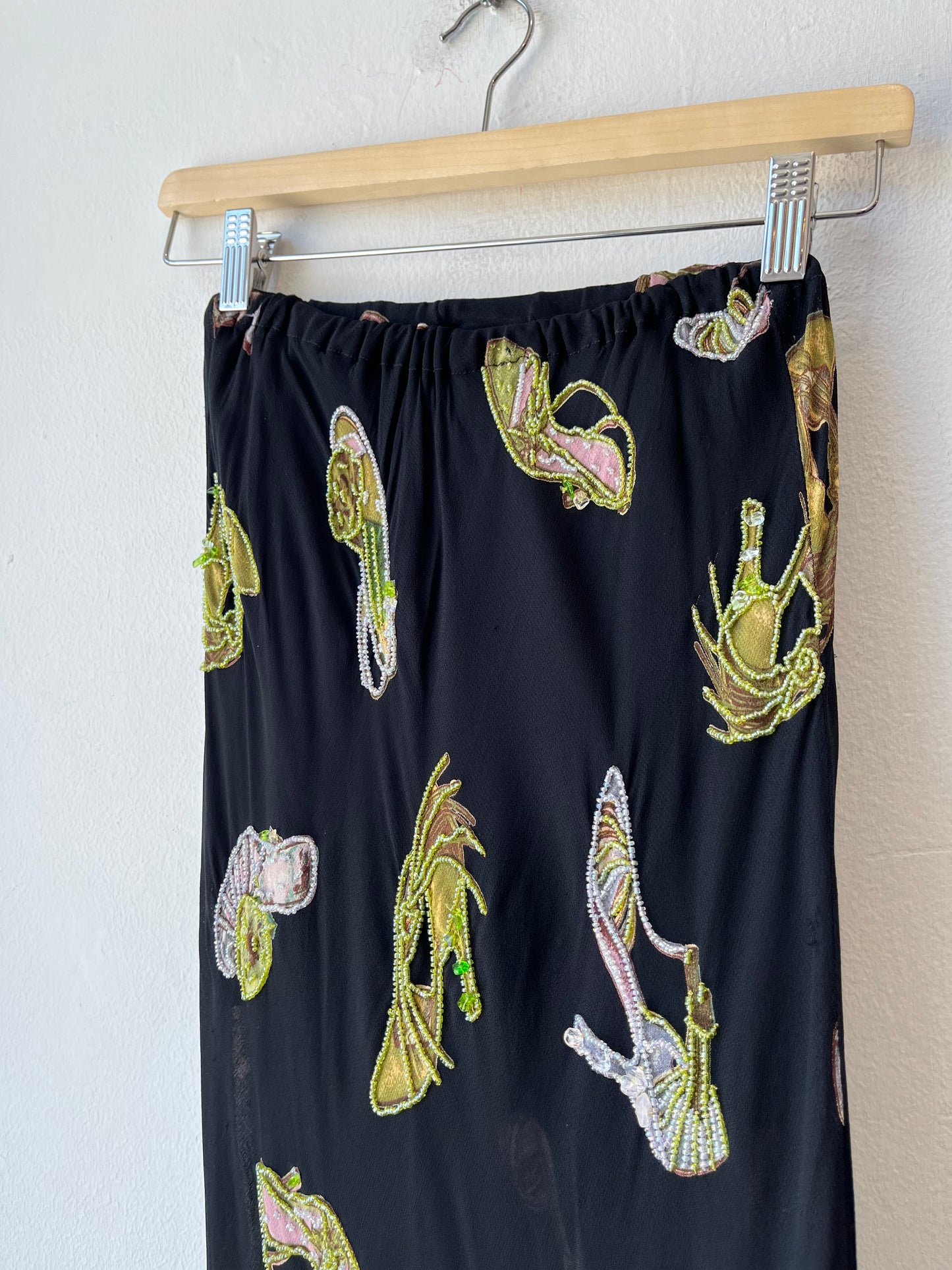 90's Beaded Shoe Maxi Skirt 24-29"