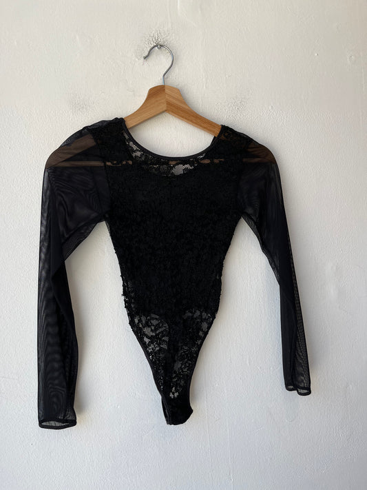 90's Lace Black Bodysuit