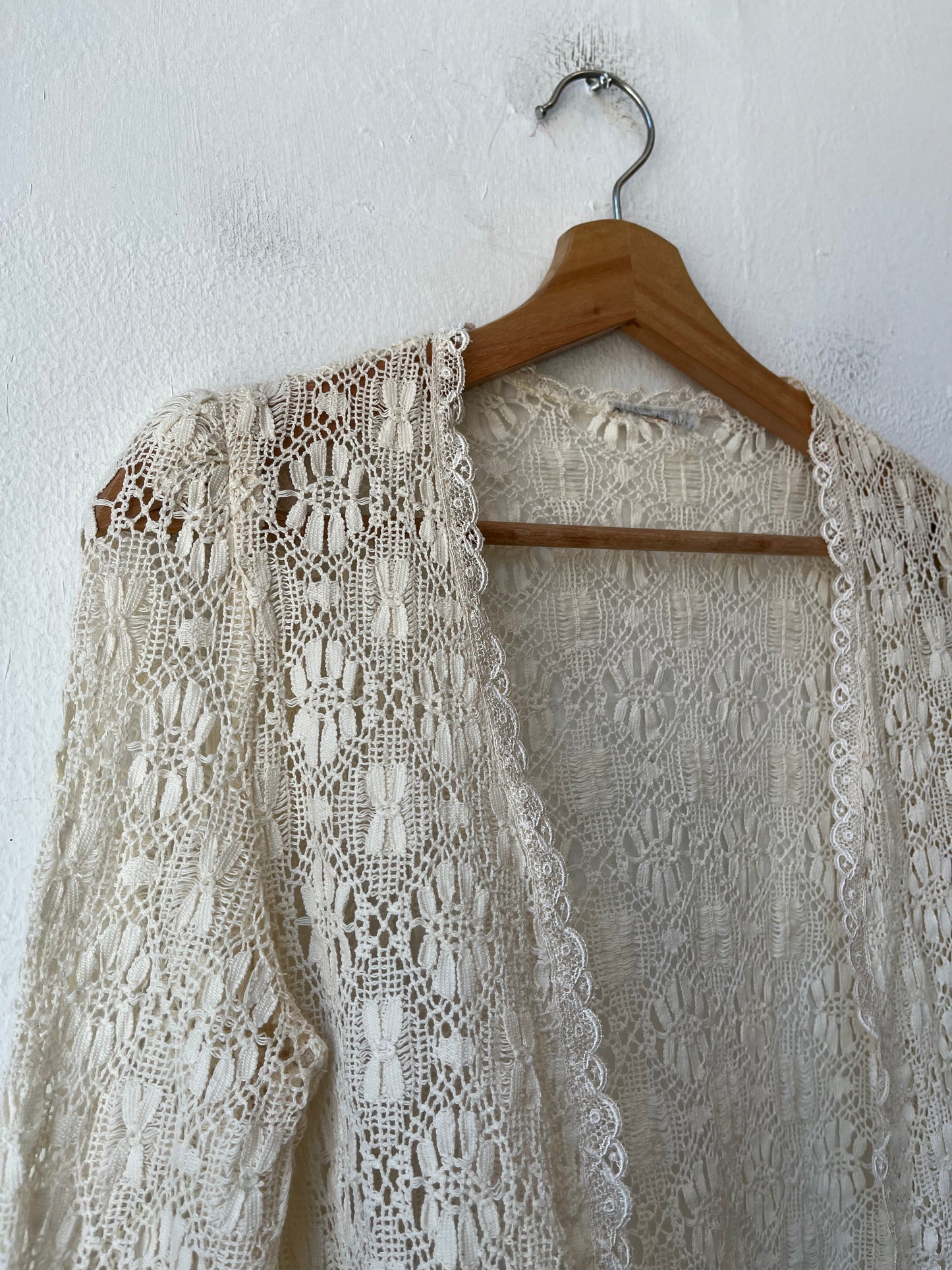 90's White Lace Open Cardigan