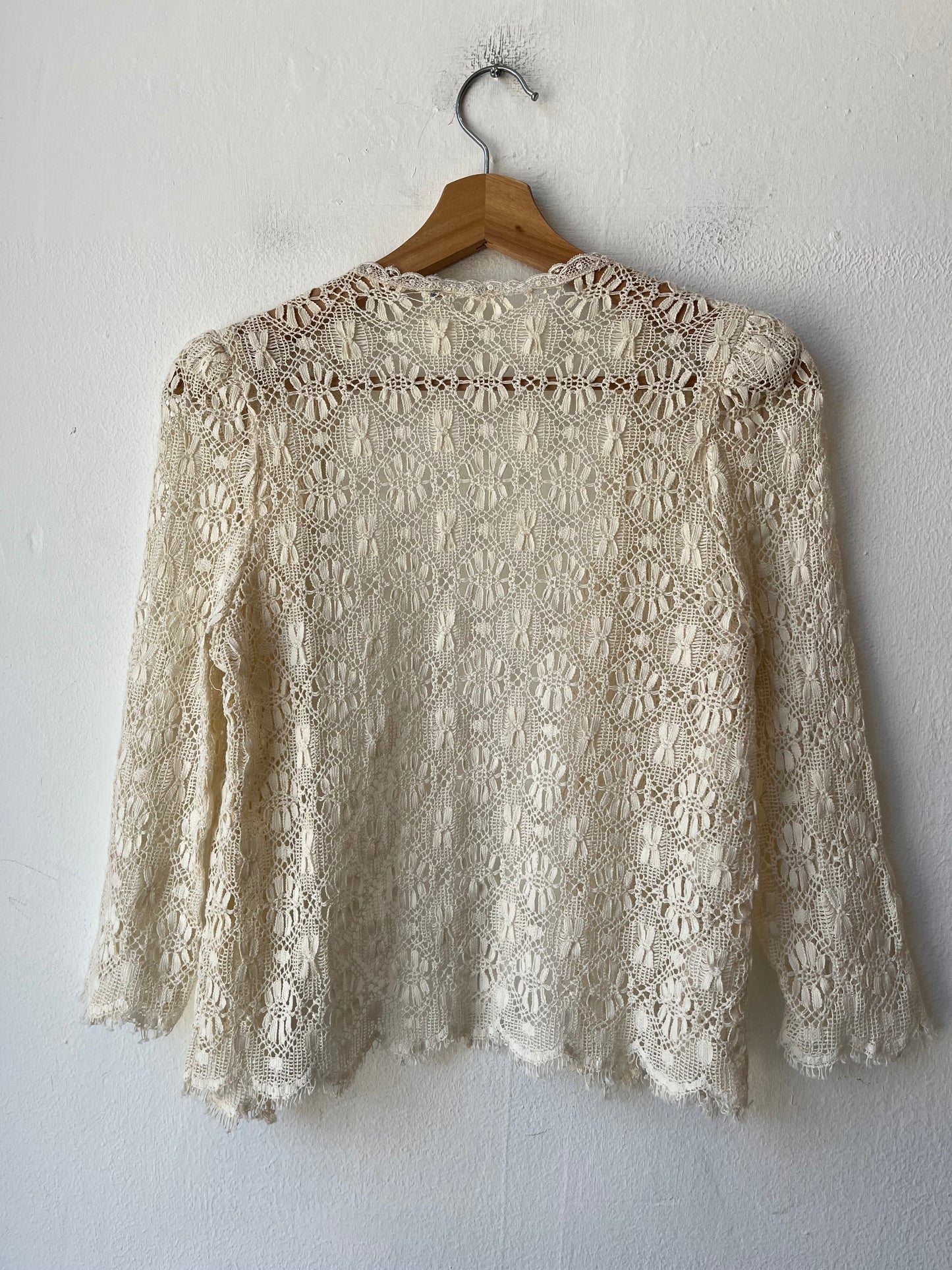 90's White Lace Open Cardigan