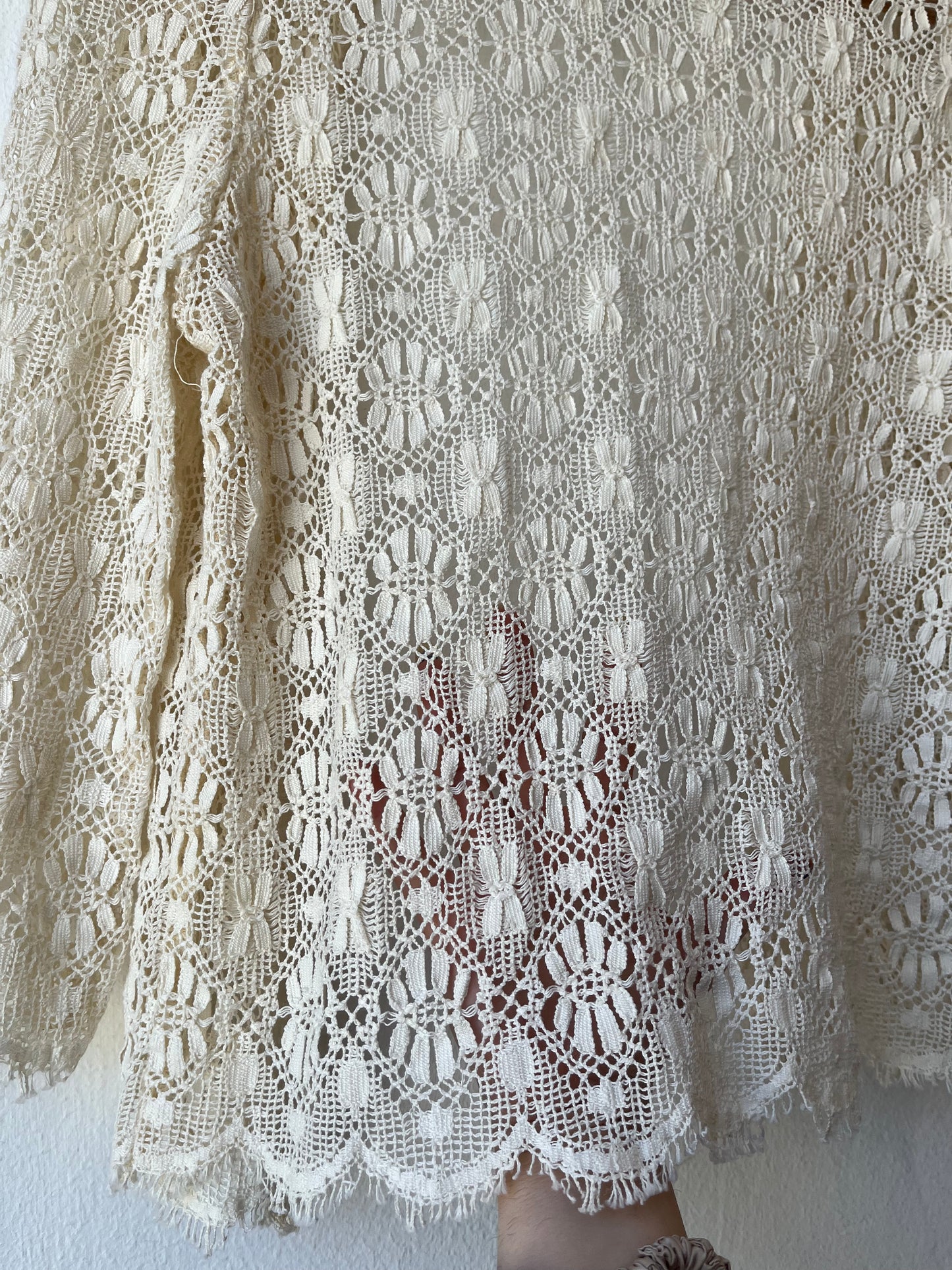 90's White Lace Open Cardigan