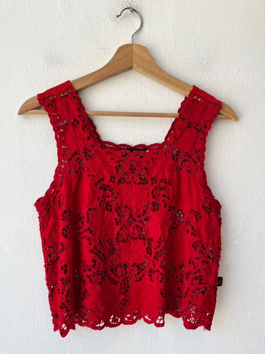 Y2K Red Lace Tank Top