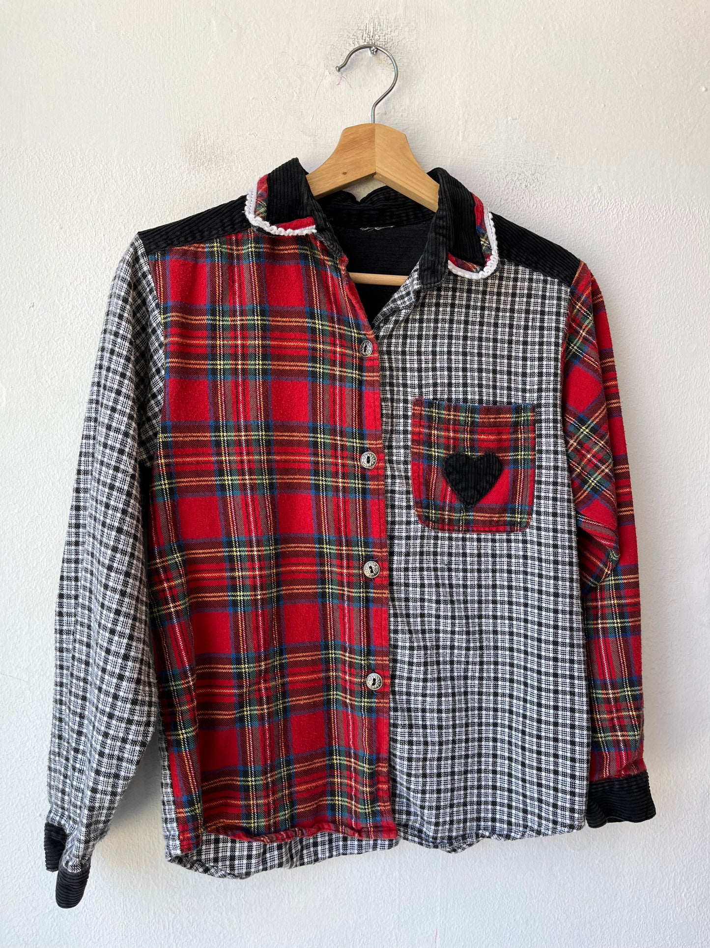 90's Double Plaid Button Up Shirt