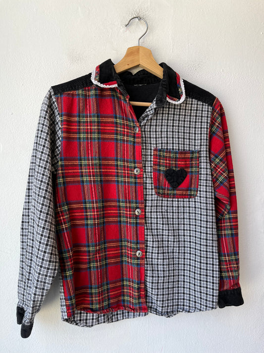90's Double Plaid Button Up Shirt
