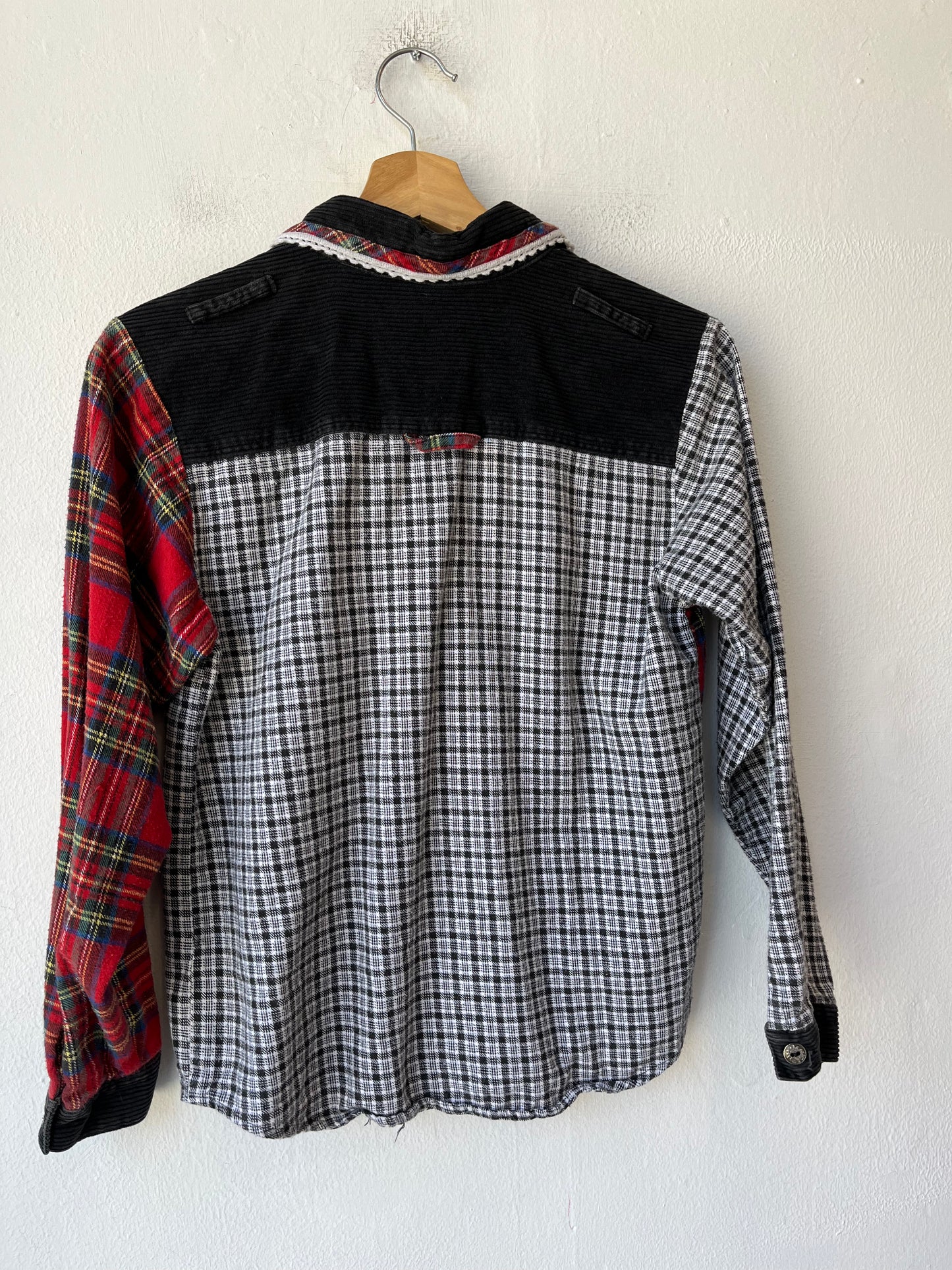 90's Double Plaid Button Up Shirt