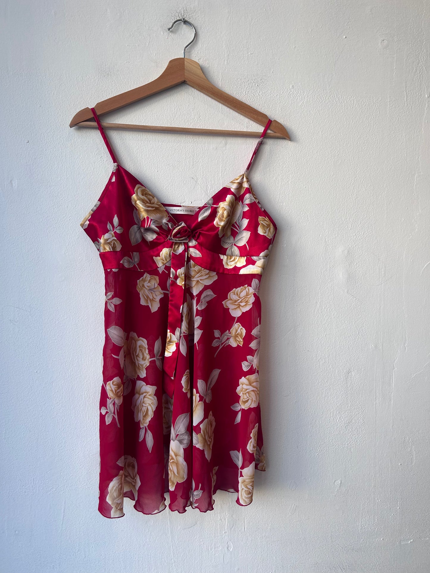 Y2K Red VS Floral Lingerie Dress