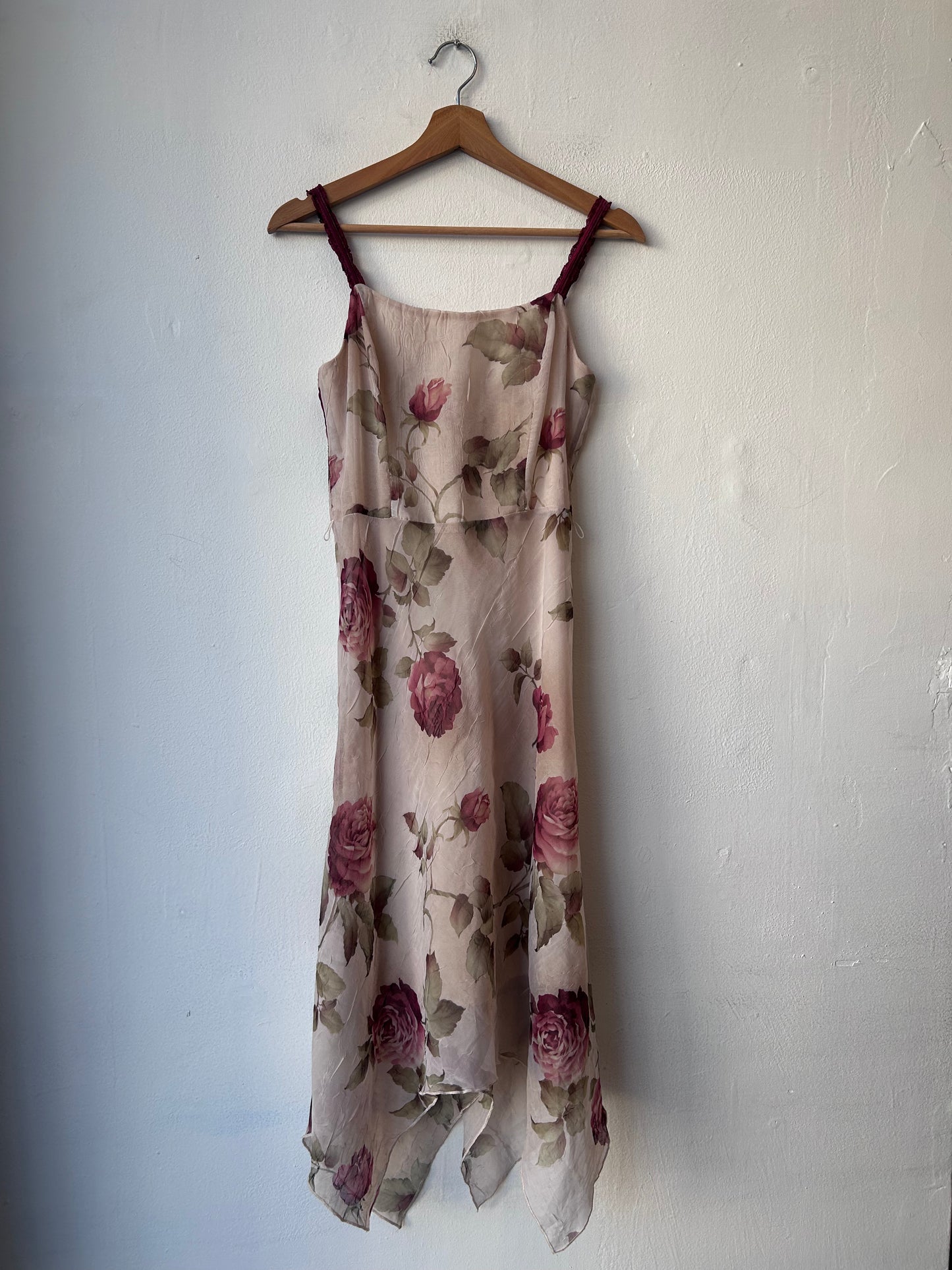 90's Asymmetrical Rose Midi Dress