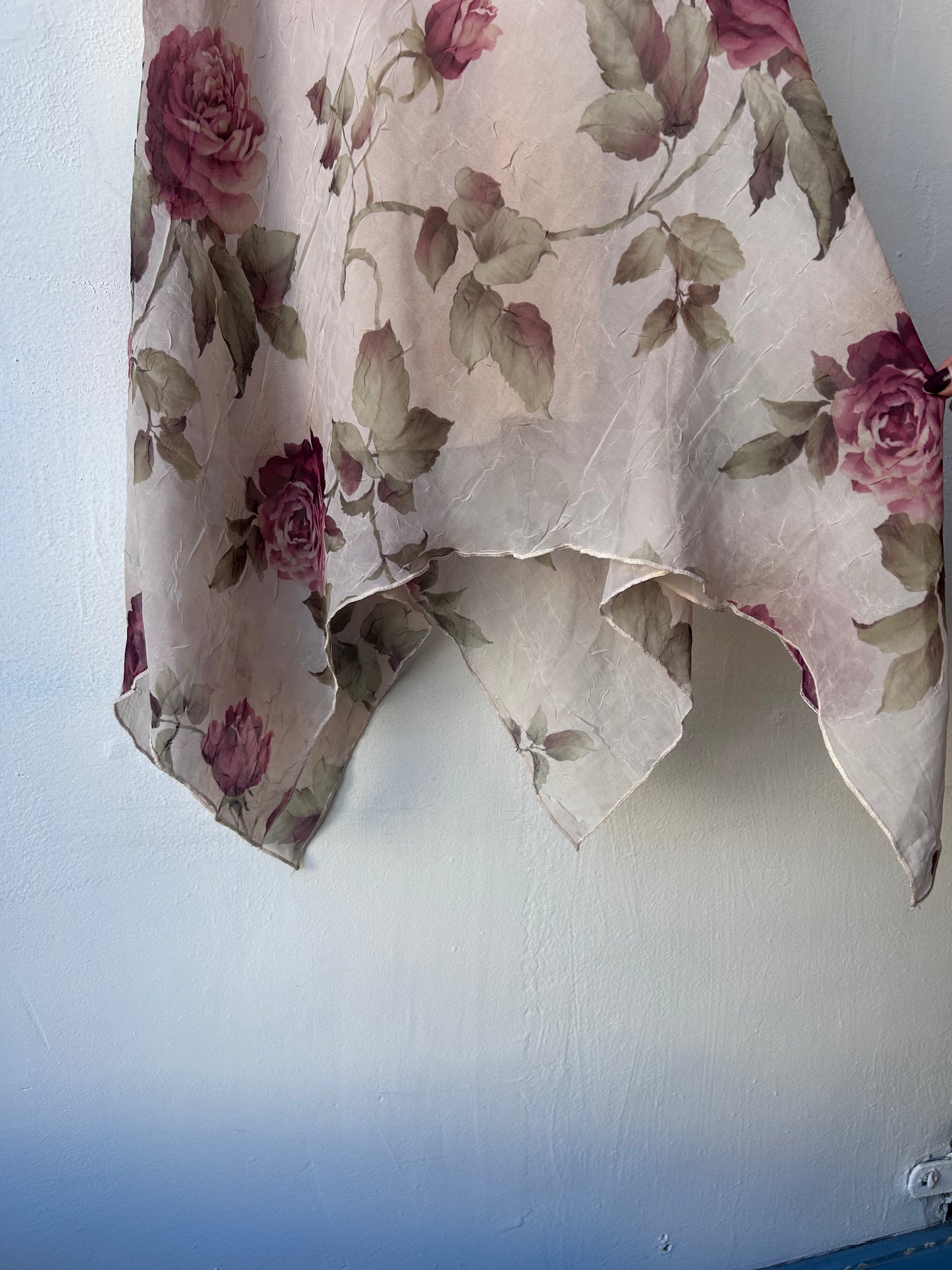 90's Asymmetrical Rose Midi Dress