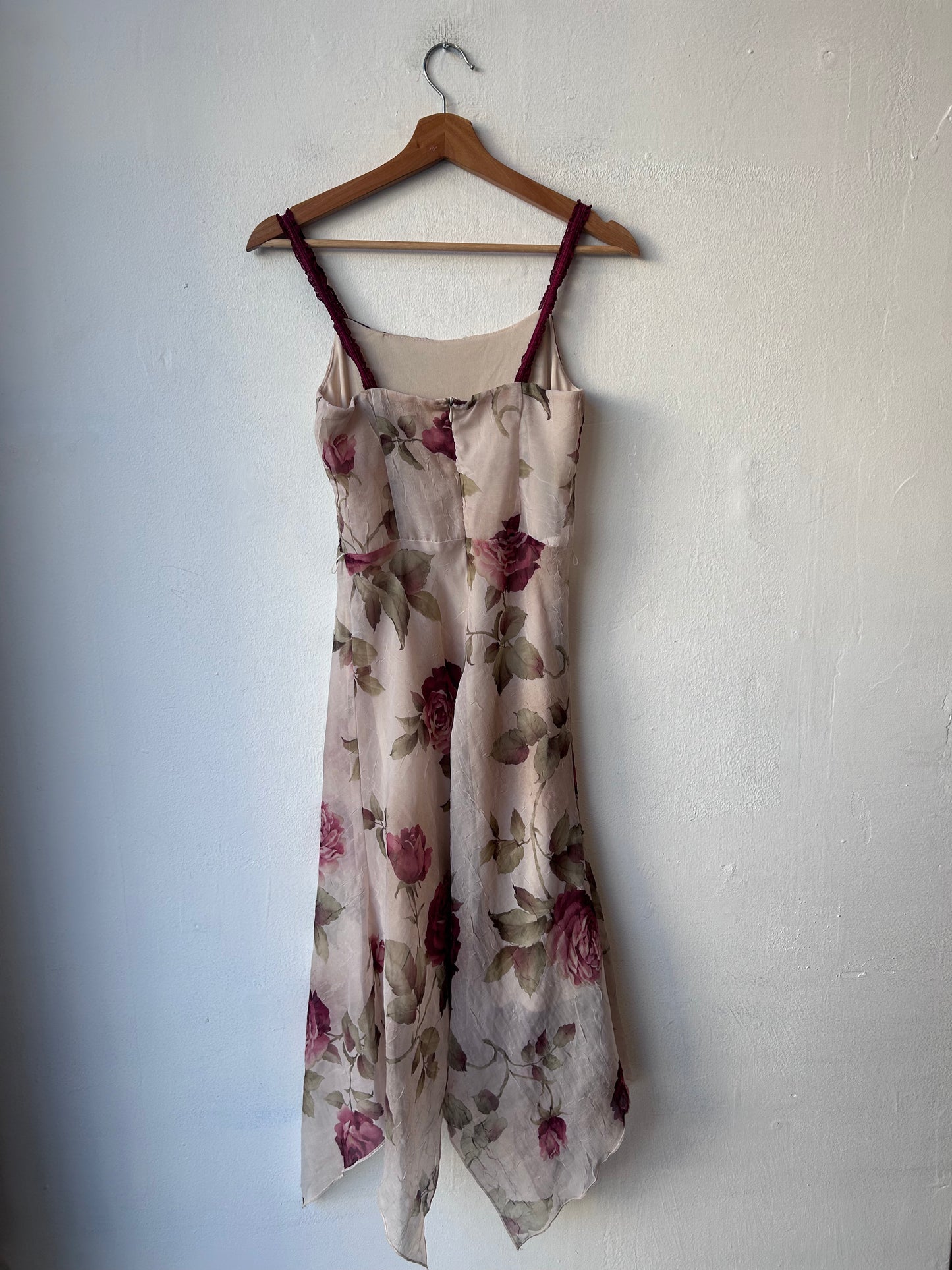 90's Asymmetrical Rose Midi Dress