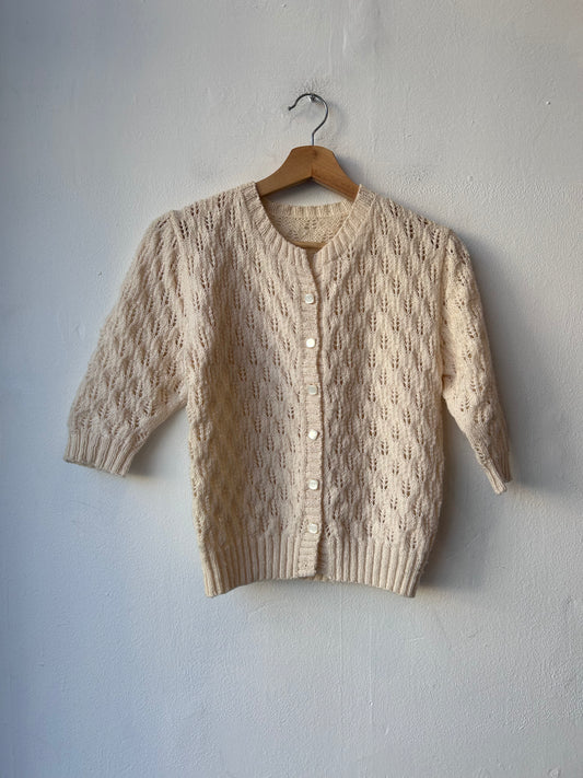 90's White Quarter Sleeve Cardigan