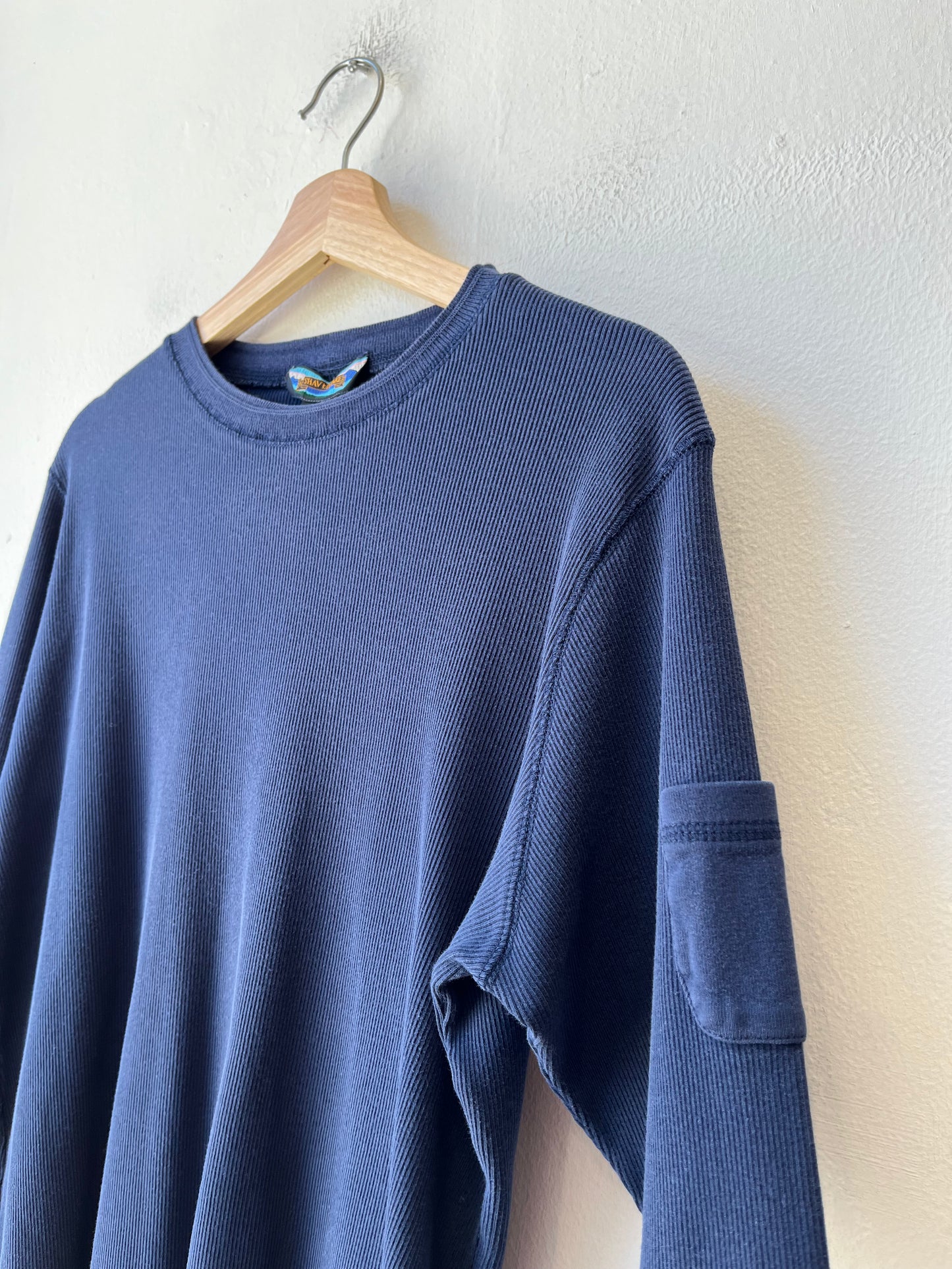 Y2K Navy Ribbed Long Sleeve Shirt