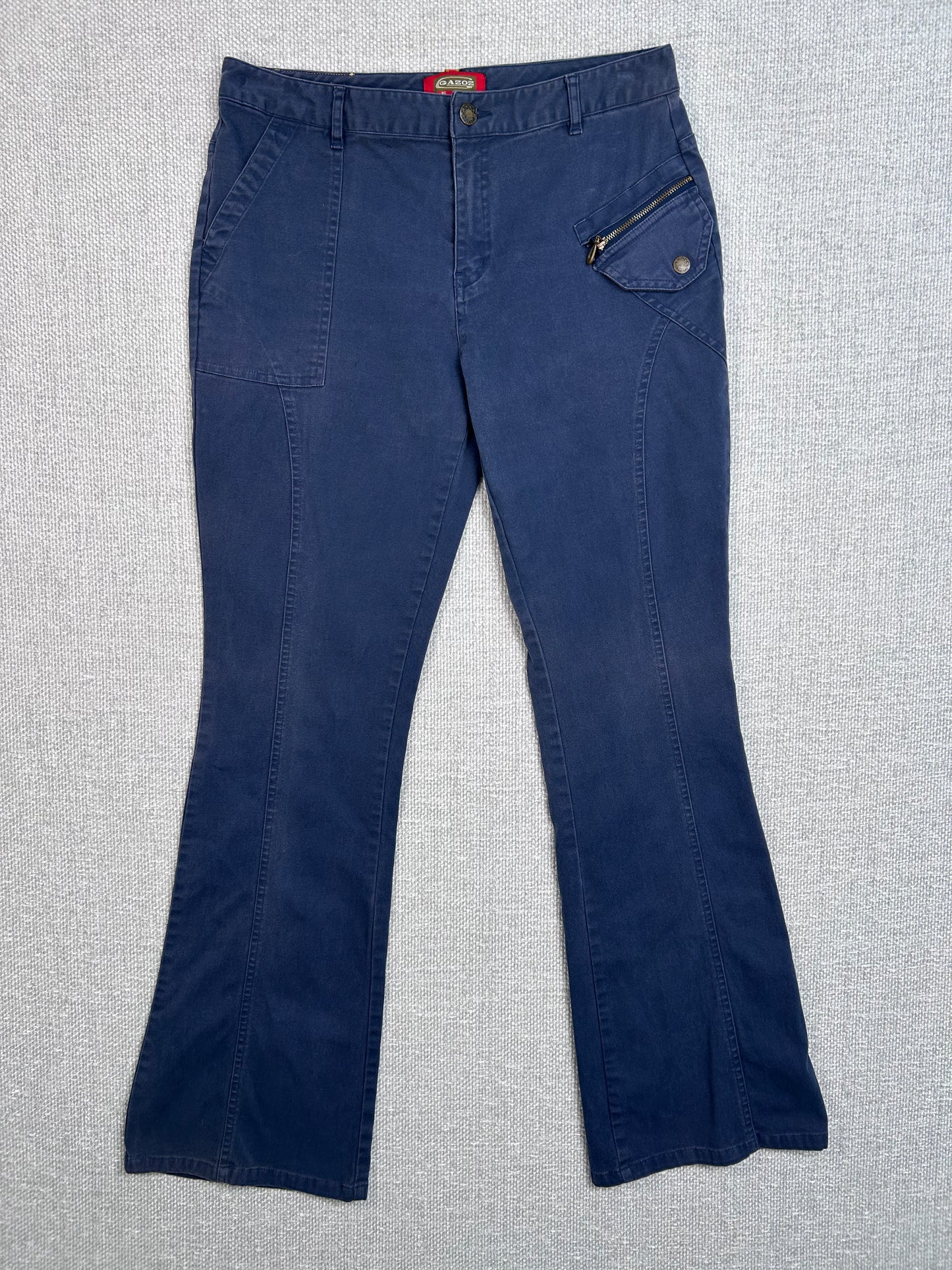 Y2K Navy Flare Cargo Pants 29"