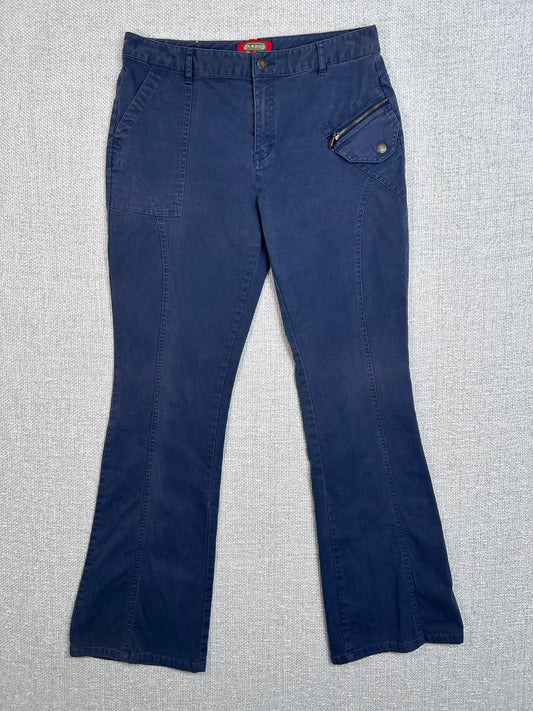 Y2K Navy Flare Cargo Pants 29"
