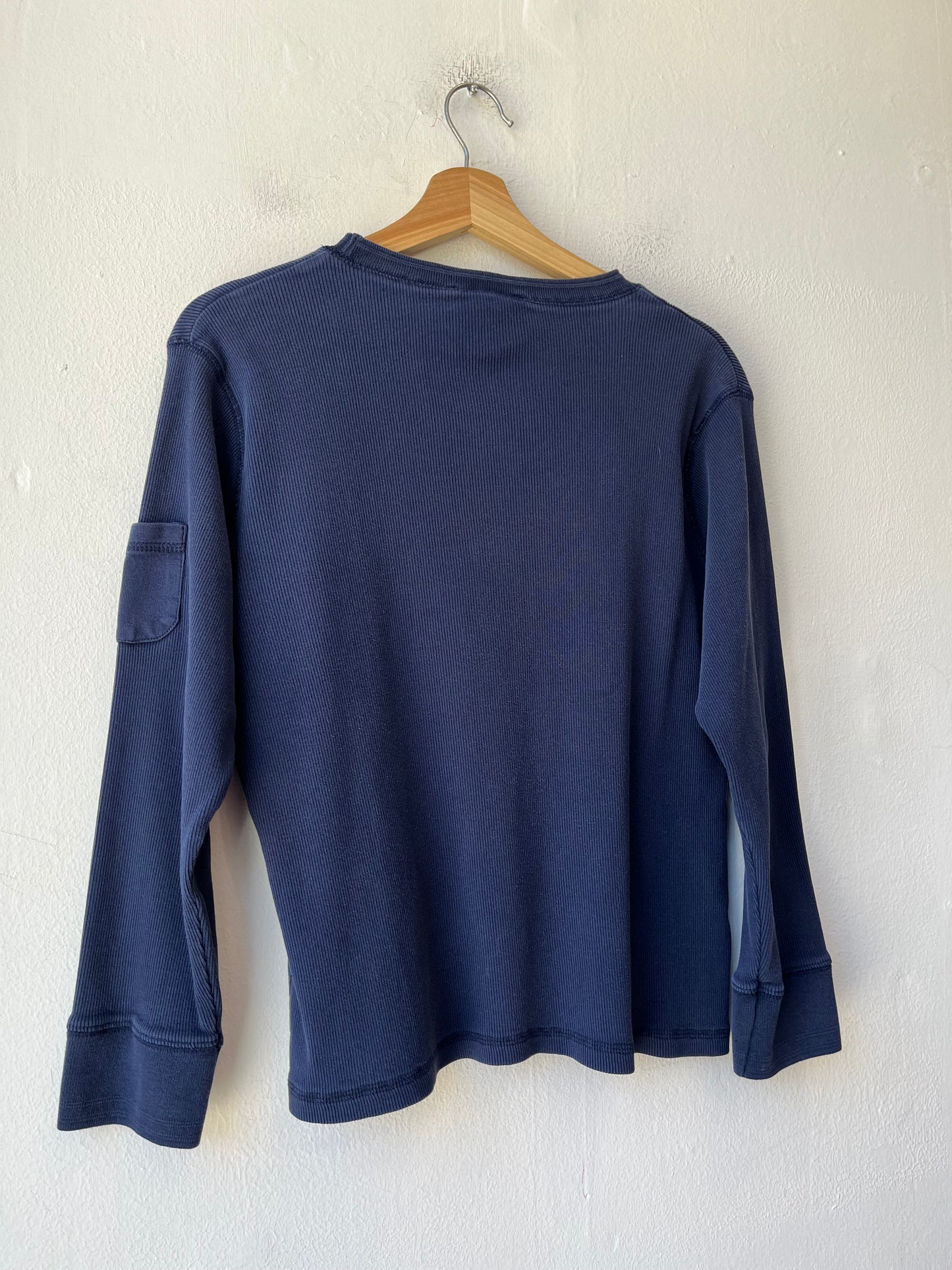 Y2K Navy Ribbed Long Sleeve Shirt