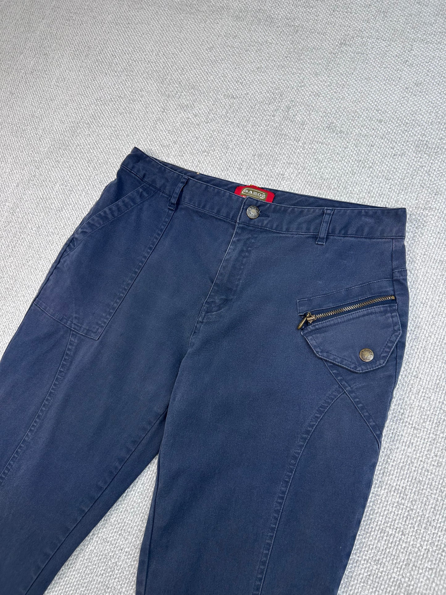 Y2K Navy Flare Cargo Pants 29"