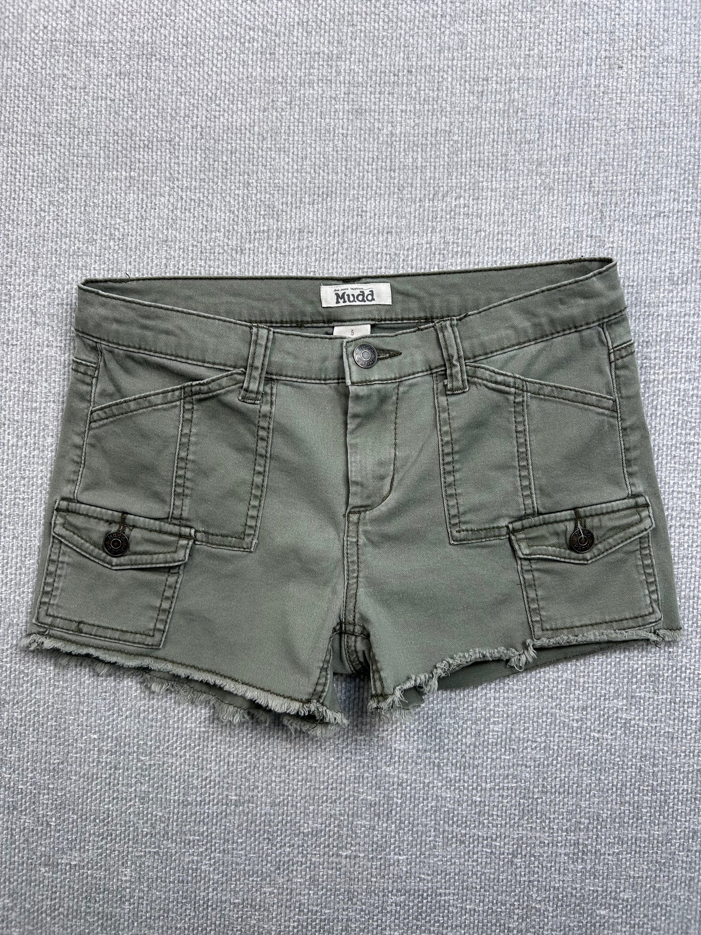 Y2K Mudd Mini Green Shorts 28"