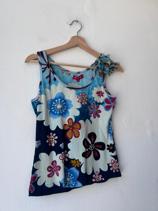 Y2K Beaded Floral Cotton Tank Top