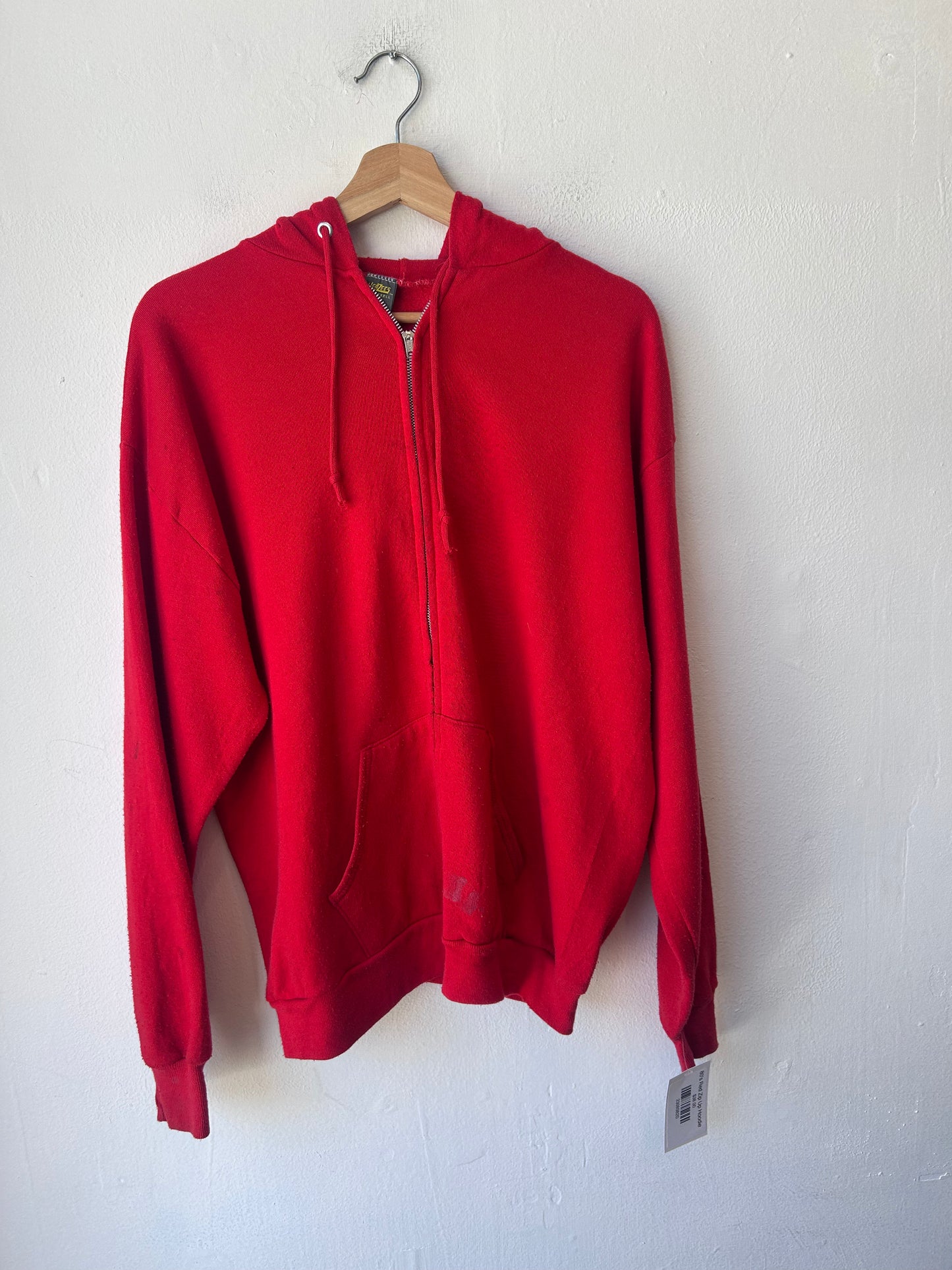 80's Red Zip Up Hoodie