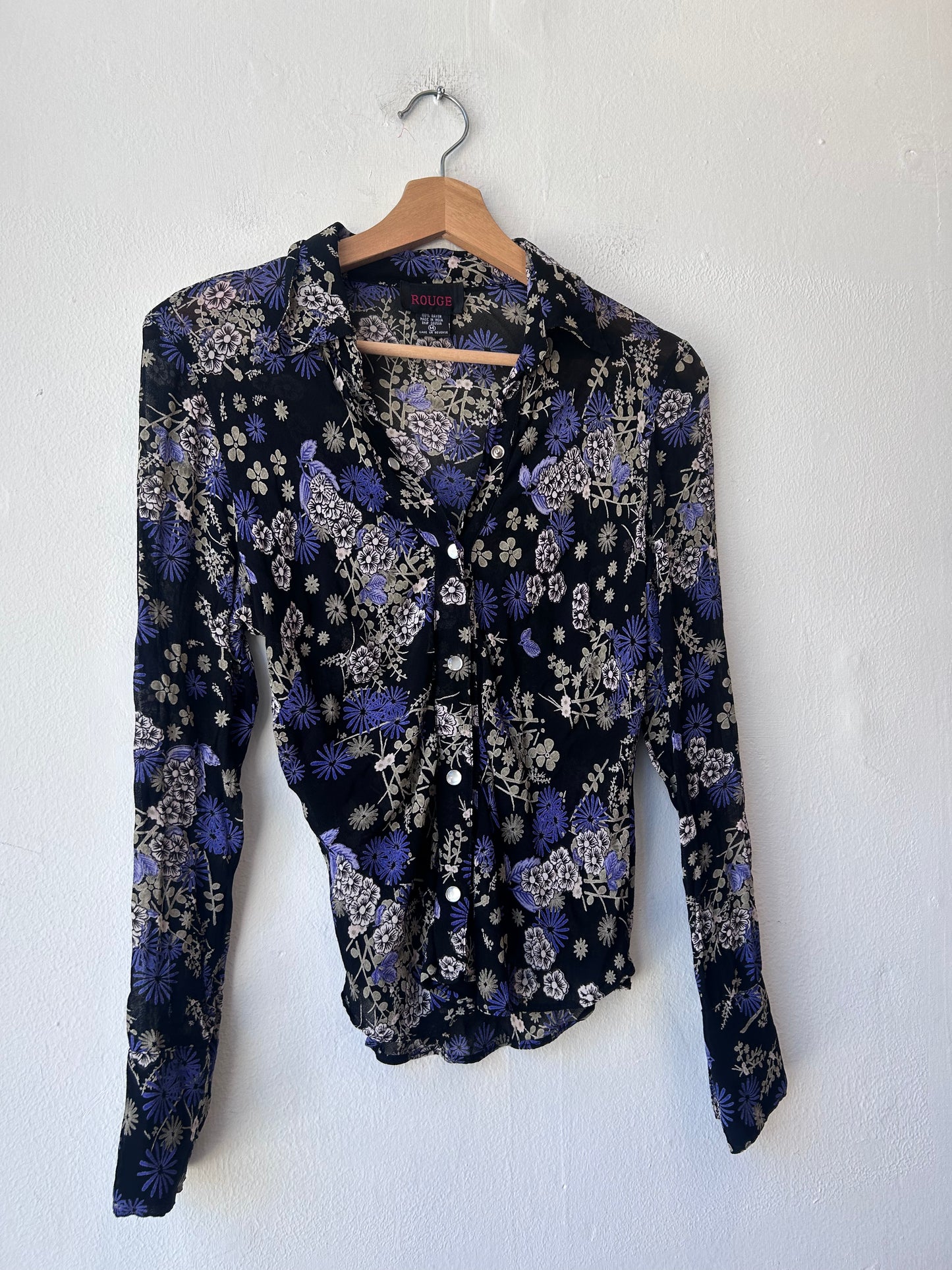 90's Rayon Floral Blouse