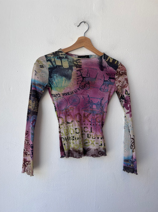 Y2K Long Sleeve Mesh Top