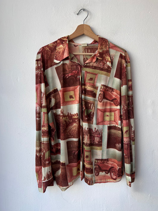 70's Automobile Button Down Shirt