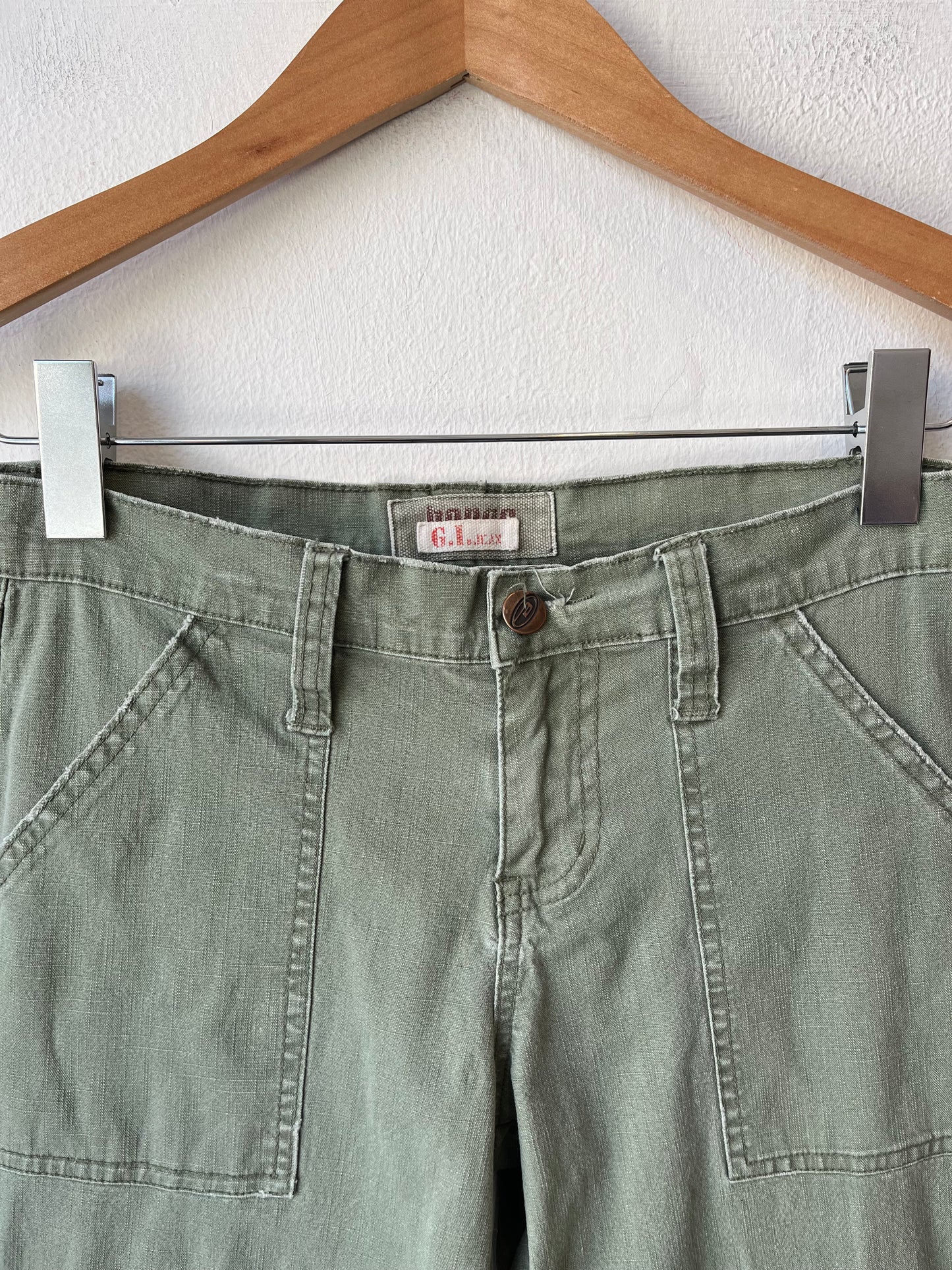 Y2K Green Cargo Pants 28"
