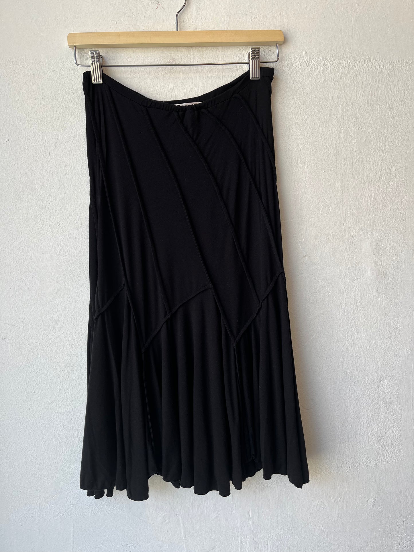 Y2K Black Cotton Midi Skirt 27-30"