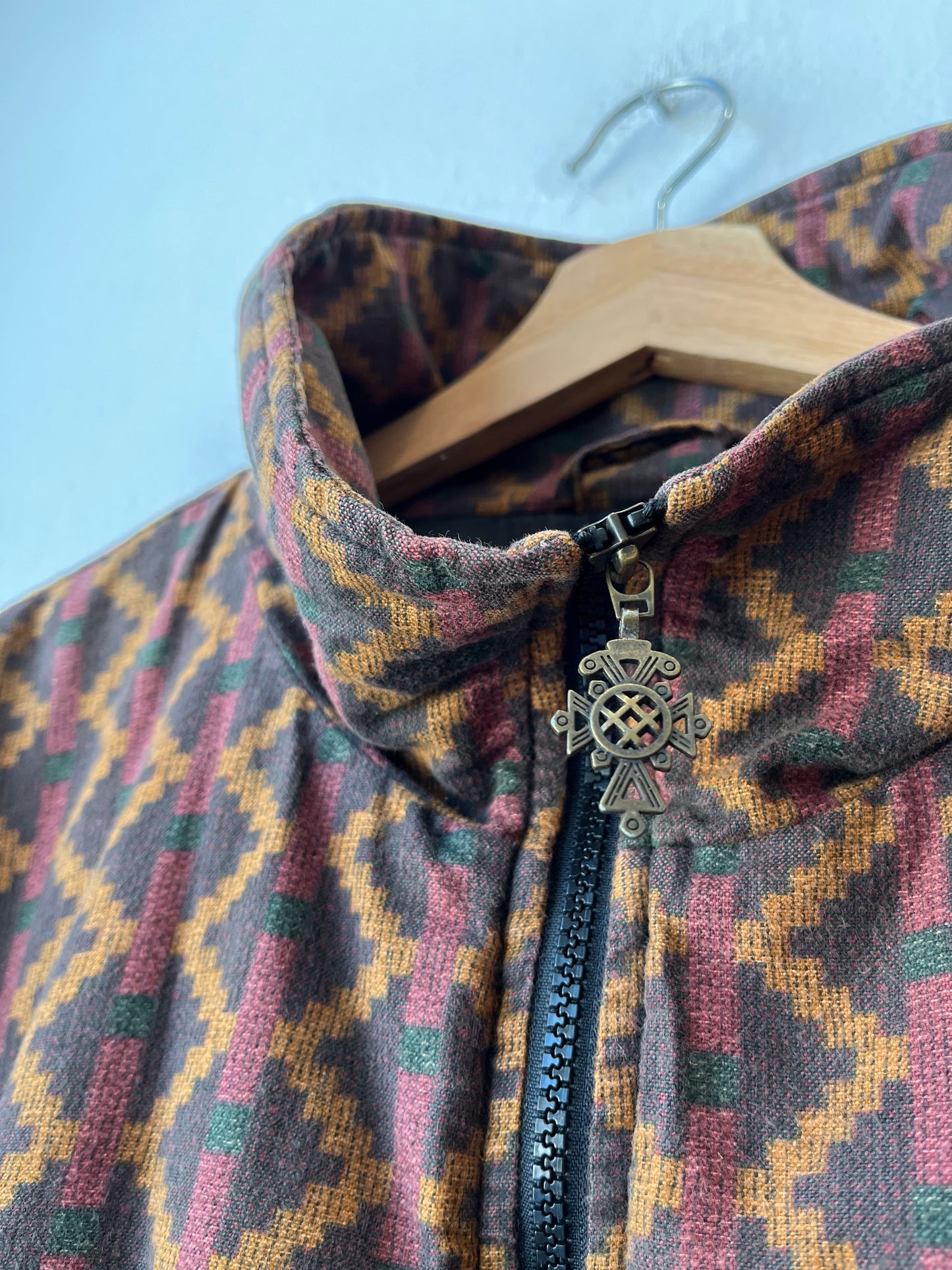 90's Patterned Zip-Up Sweater