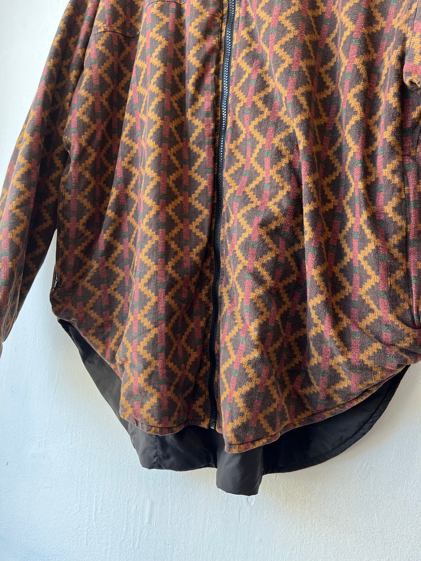 90's Patterned Zip-Up Sweater