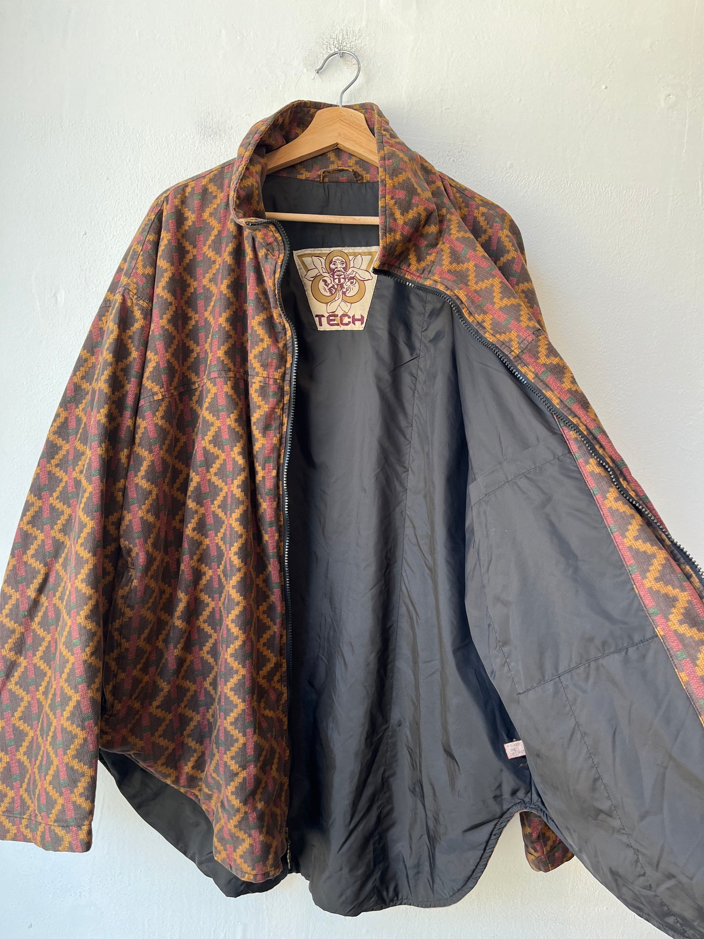 90's Patterned Zip-Up Sweater