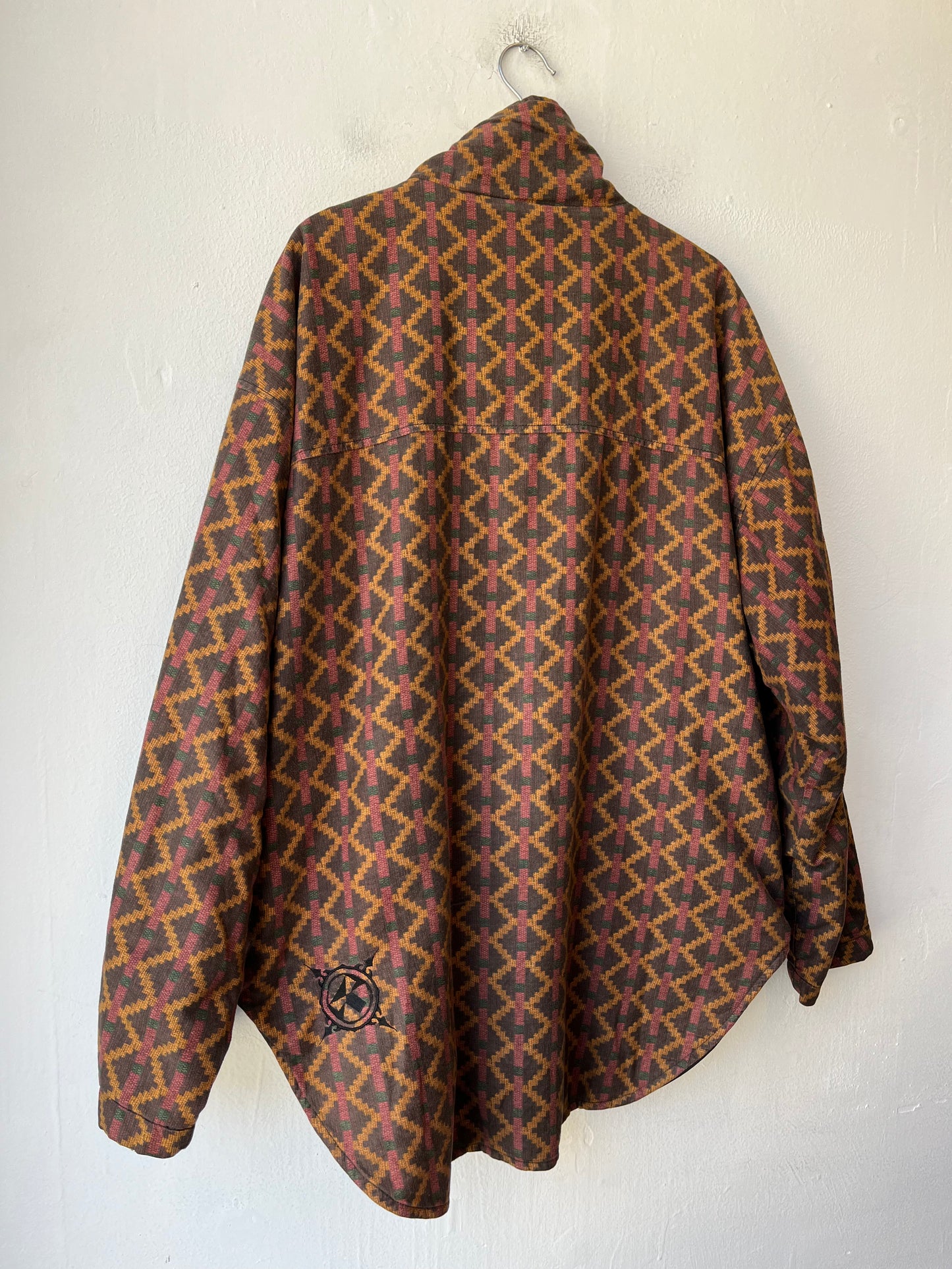 90's Patterned Zip-Up Sweater