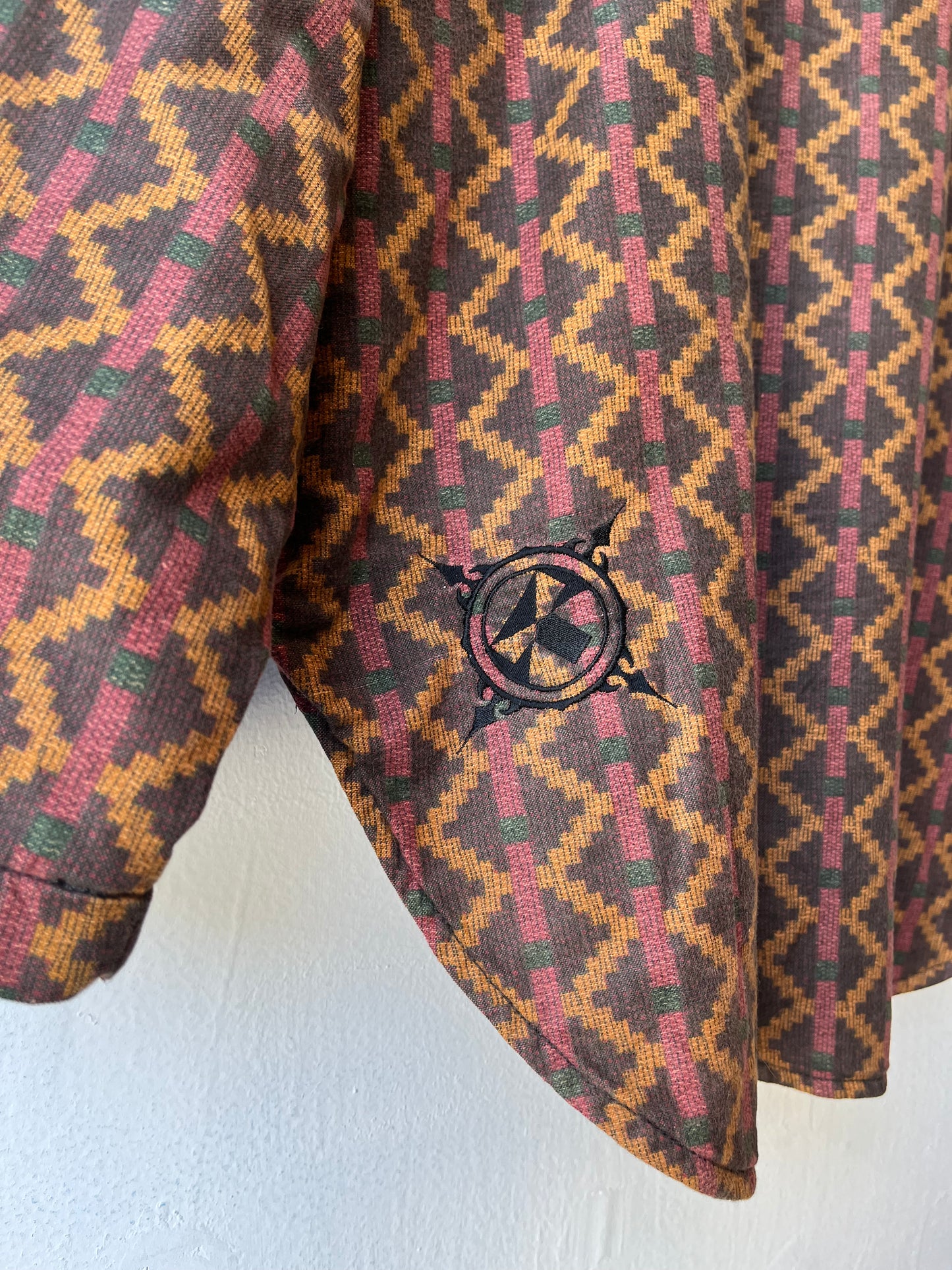 90's Patterned Zip-Up Sweater